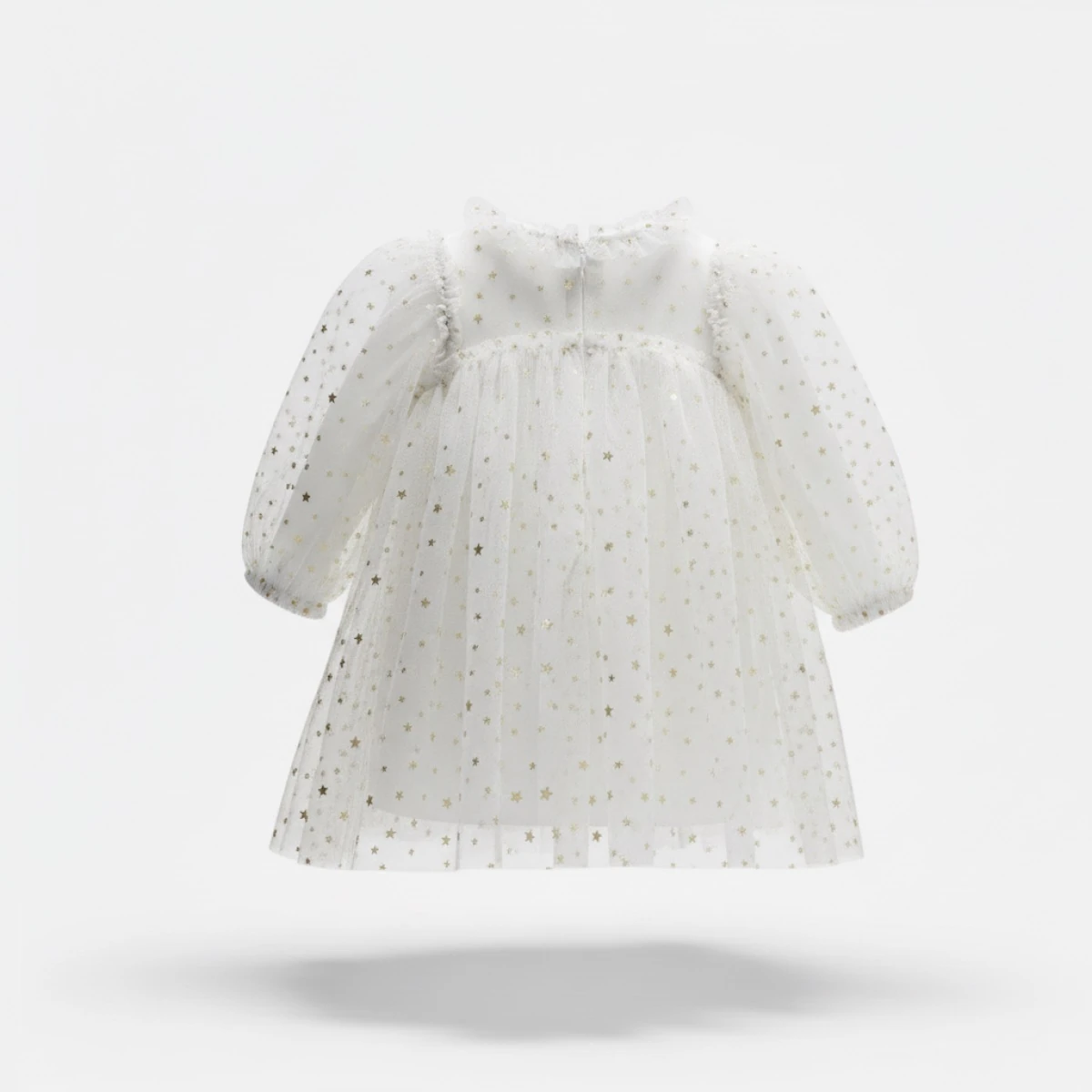 Gold Yıldız Desenli Tüllü Kız Bebek Özel Gün Elbisesi