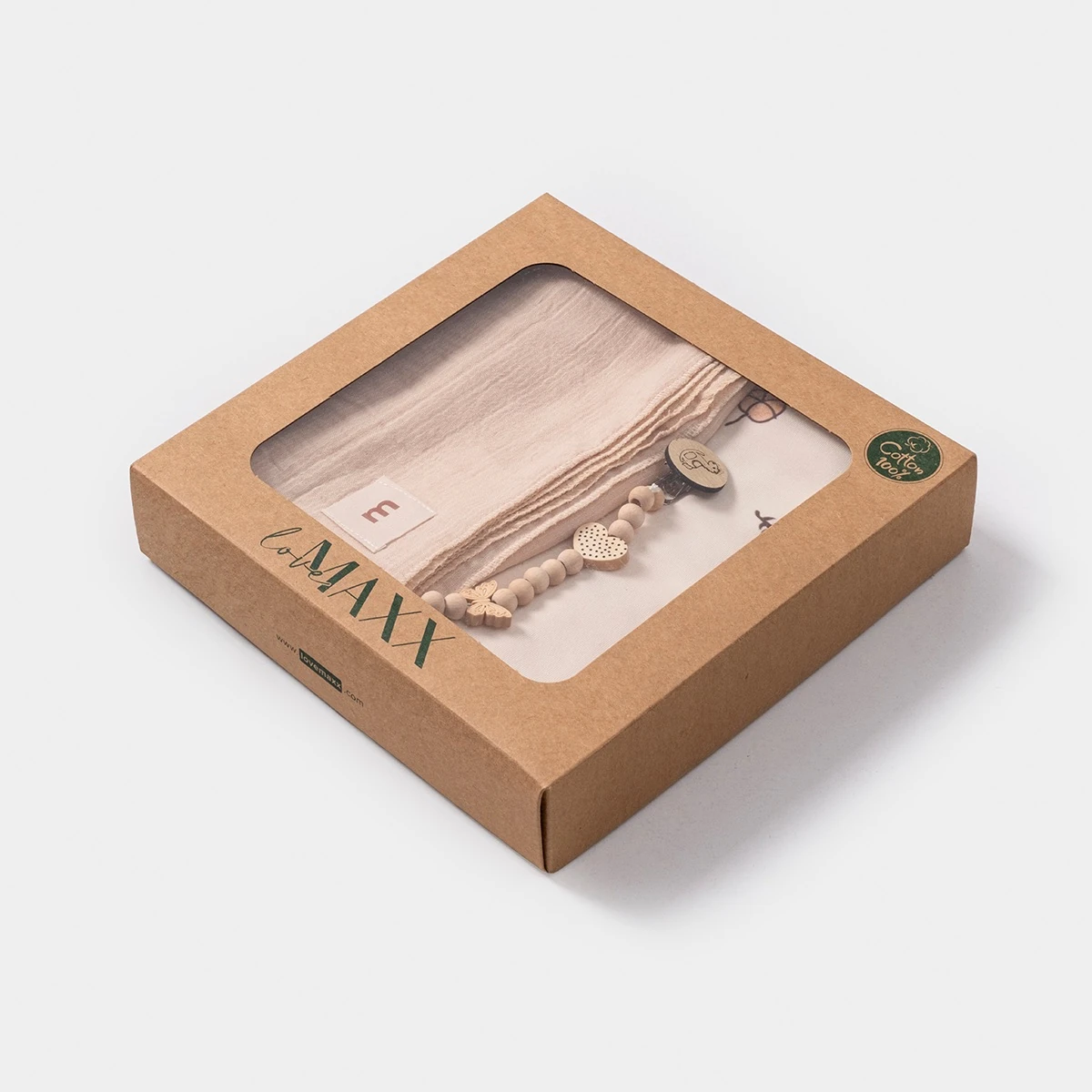 Pamuklu Penye ve Müslin 2’li Battaniye ve Emzik Askısı Seti