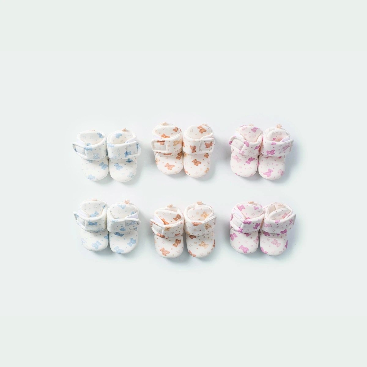 Ayıcık Desenli Cırtcırtlı Bebek Patik