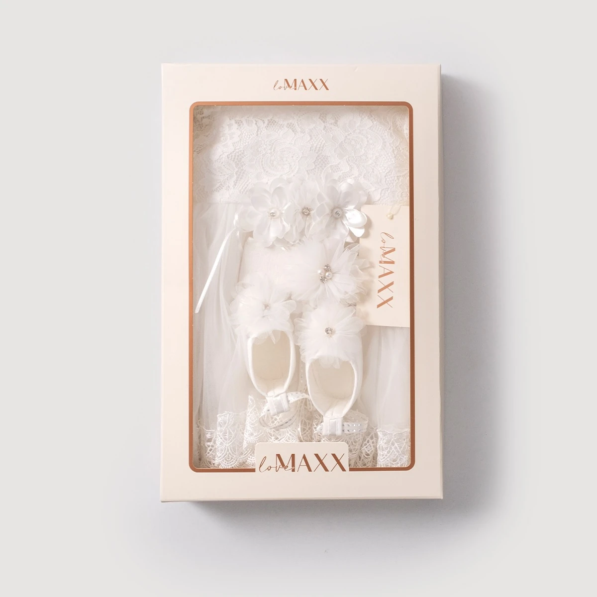 Dantel İşleme ve Papatya Detaylı Kız Bebek Mevli-Özel Gün Seti