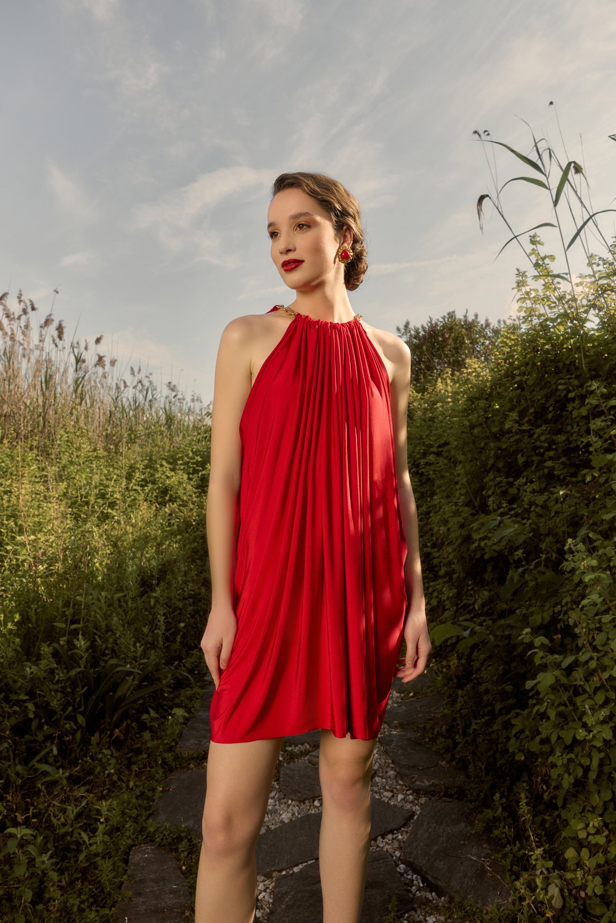 JEİDA KISA DRAPE ELBİSE