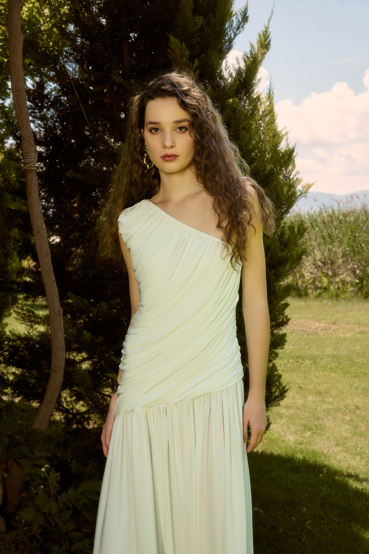 CERES UZUN DRAPELİ ABİYE  ELBİSE 