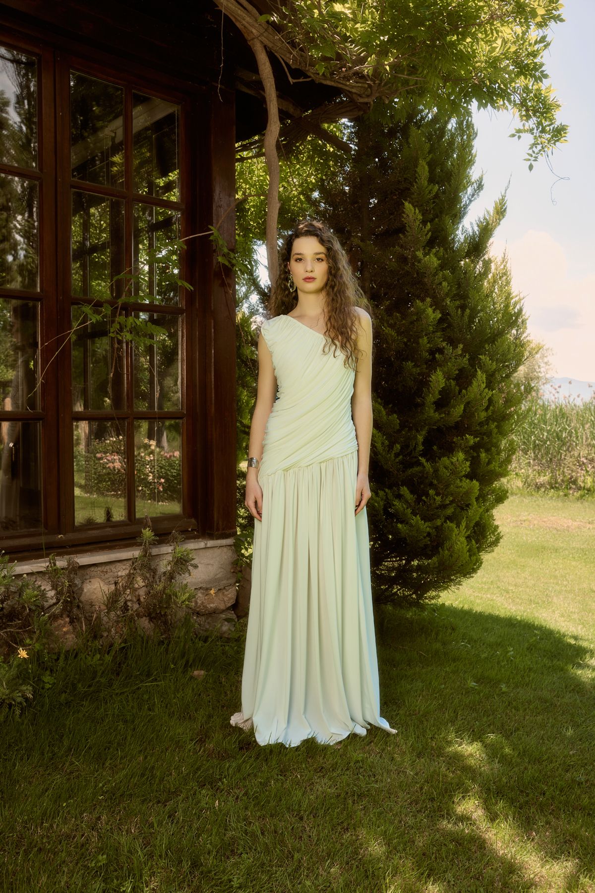 CERES UZUN DRAPELİ ABİYE  ELBİSE 