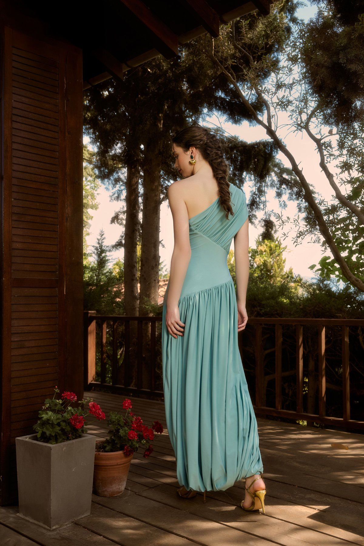 SOUR DRESS UZUN DRAPELİ ELBİSE 