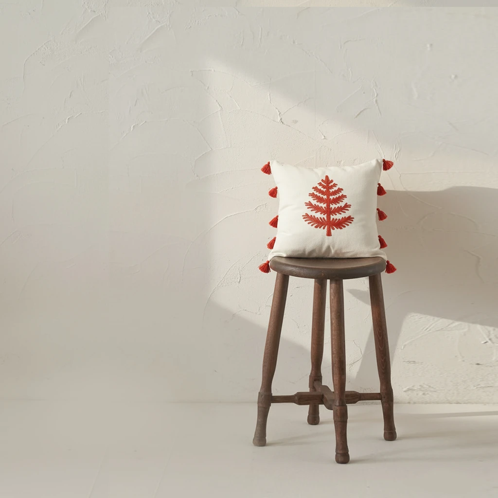 Buldan Işi Bohem Özel Tasarım Ağaç Desen Dekoratif Kırlent Kılıfı Bahar Serisi Kırlent Kılıfı (İç Dolgusuz) - ki̇remi̇t