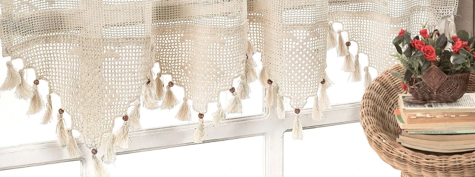 Otantik Çiçek Nakışlı Tül Perde