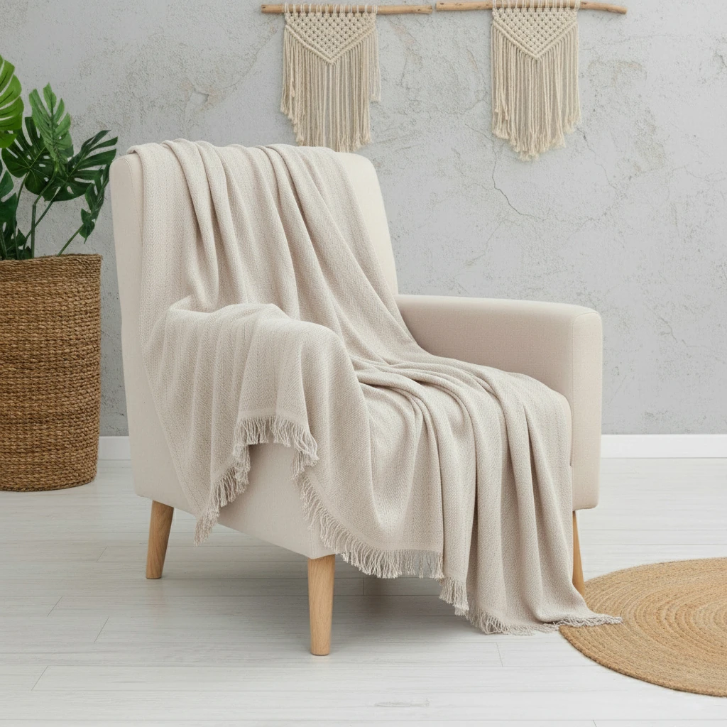 Merlin TV Şalı & Koltuk Örtüsü - Bej