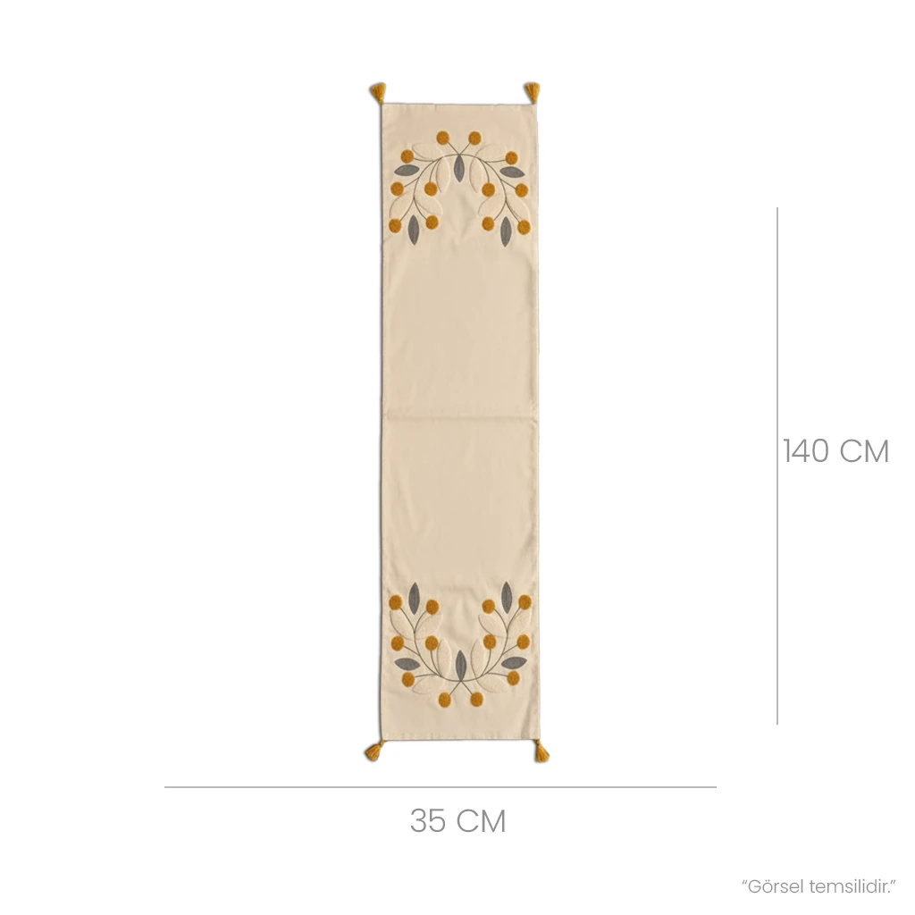 Doğal Yaprak İşlemeli Runner