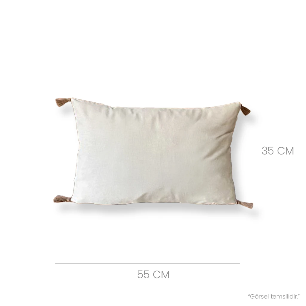 Papatya Bohem Punch Nakışlı Dikdörtgen Kırlent Kılıfı (İç Dolgusuz)