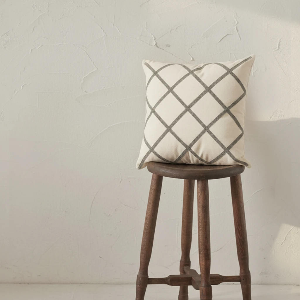 Çapraz Desenli Modern Minimalist Dekoratif Kırlent Kılıfı (İç Dolgusuz) - gri