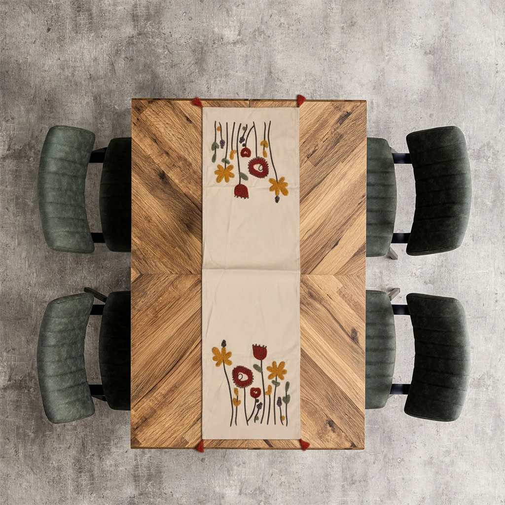 Renkli Çiçek Bahçesi Masa Runner