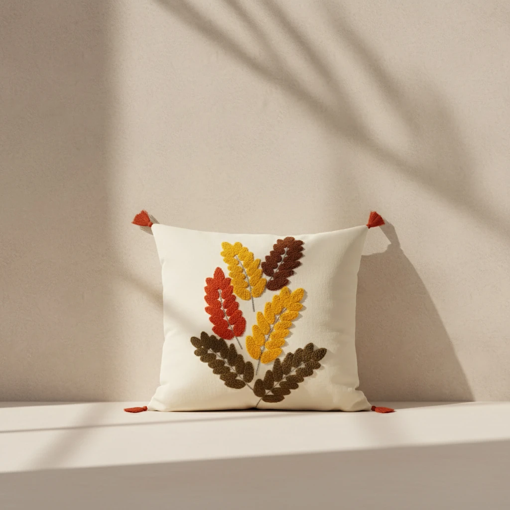 Başak Bohem Punch Nakışlı Kırlent Kılıfı (İç Dolgusuz)