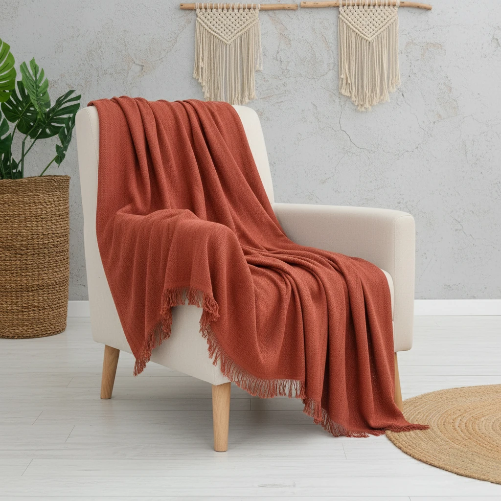 Merlin TV Şalı & Koltuk Örtüsü - Kiremit