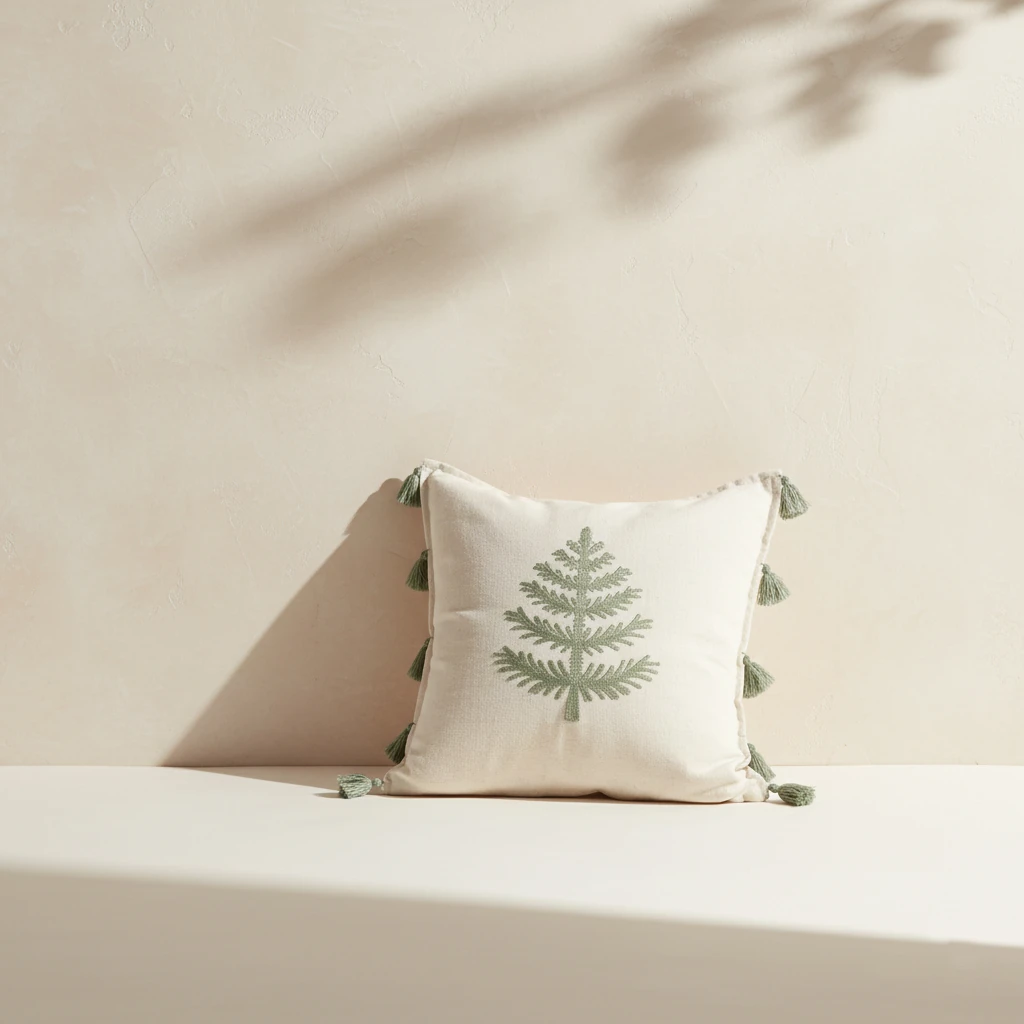 Buldan Işi Bohem Özel Tasarım Ağaç Desen Dekoratif Kırlent Kılıfı Bahar Serisi Kırlent Kılıfı (İç Dolgusuz)