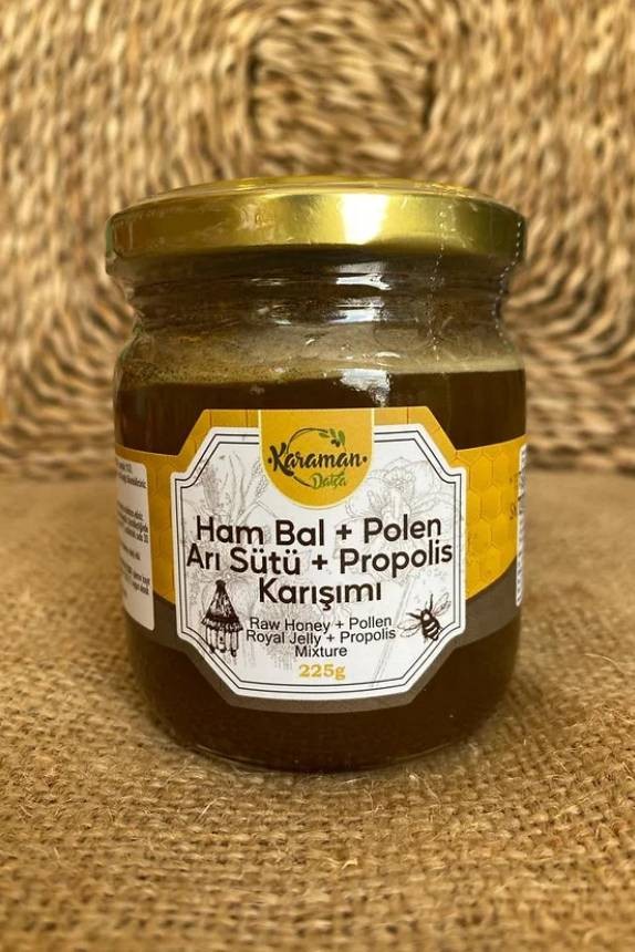 Ham Bal + Arı Sütü + Polen + Propolis Karışımı 225 gr