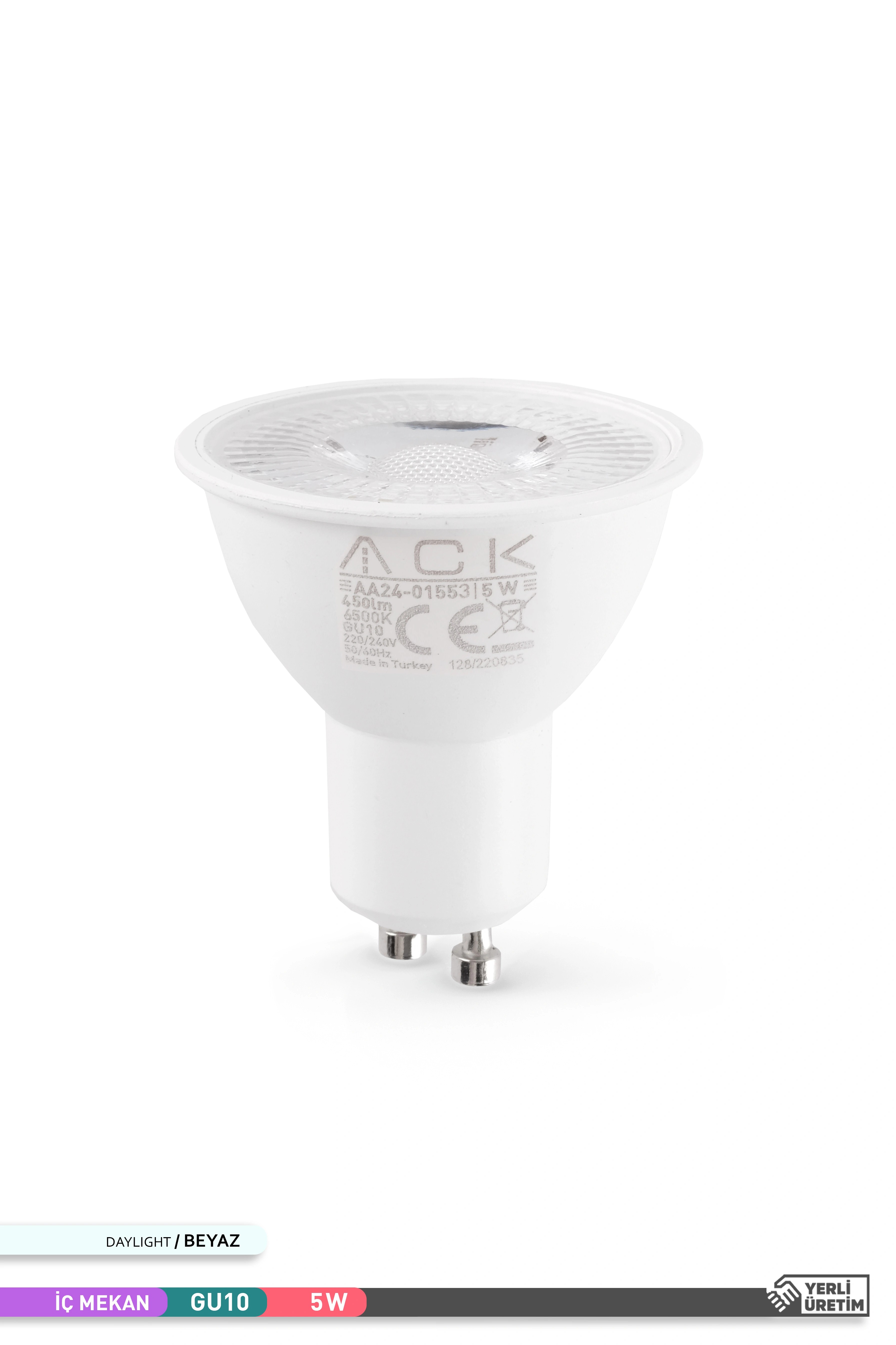 ACK 5W Reflektörlü LED Ampul 6500K Beyaz GU10