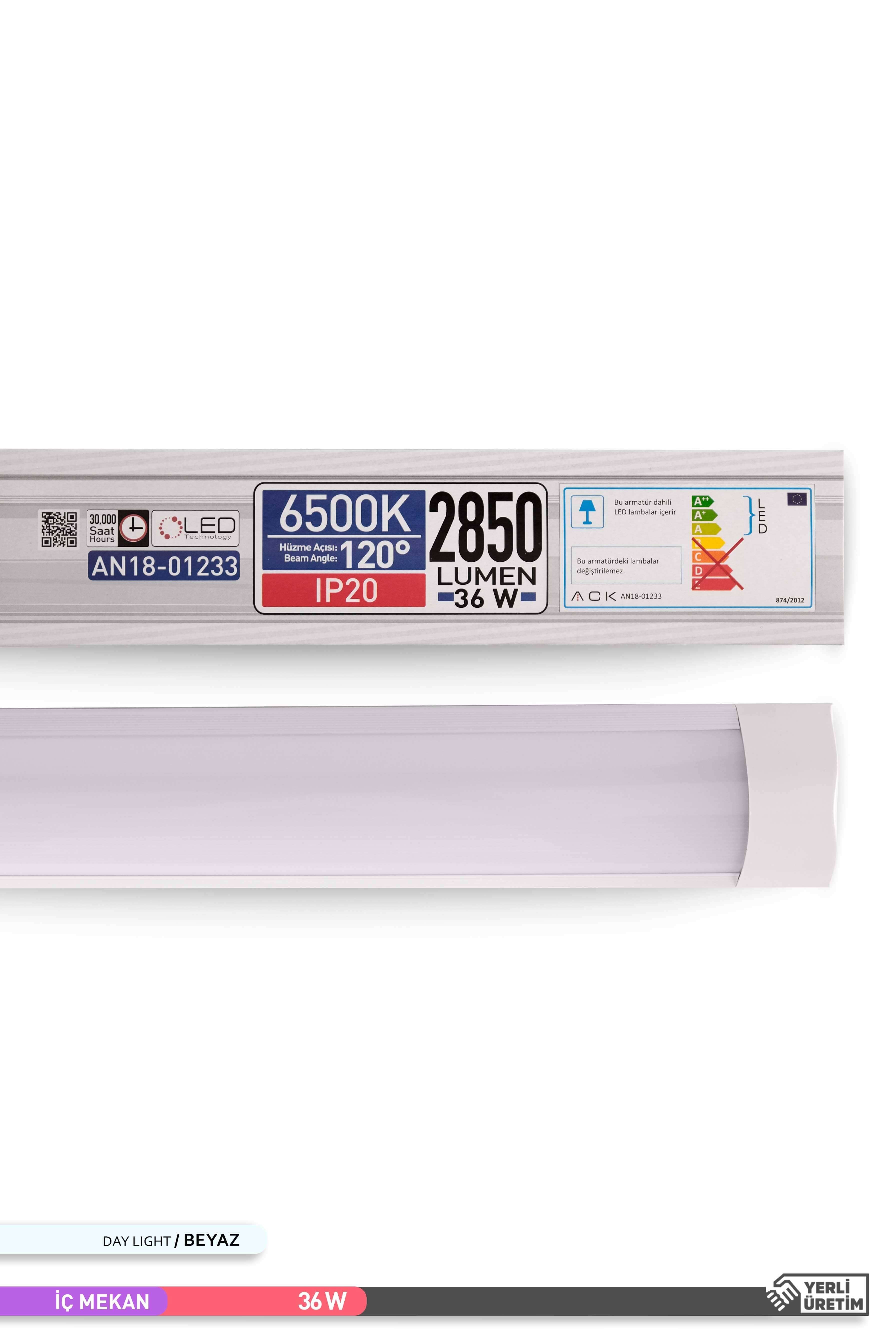 ACK Venüs LED Bant Armatür 6500K Beyaz Işık 36W 1205mm AN18-01233