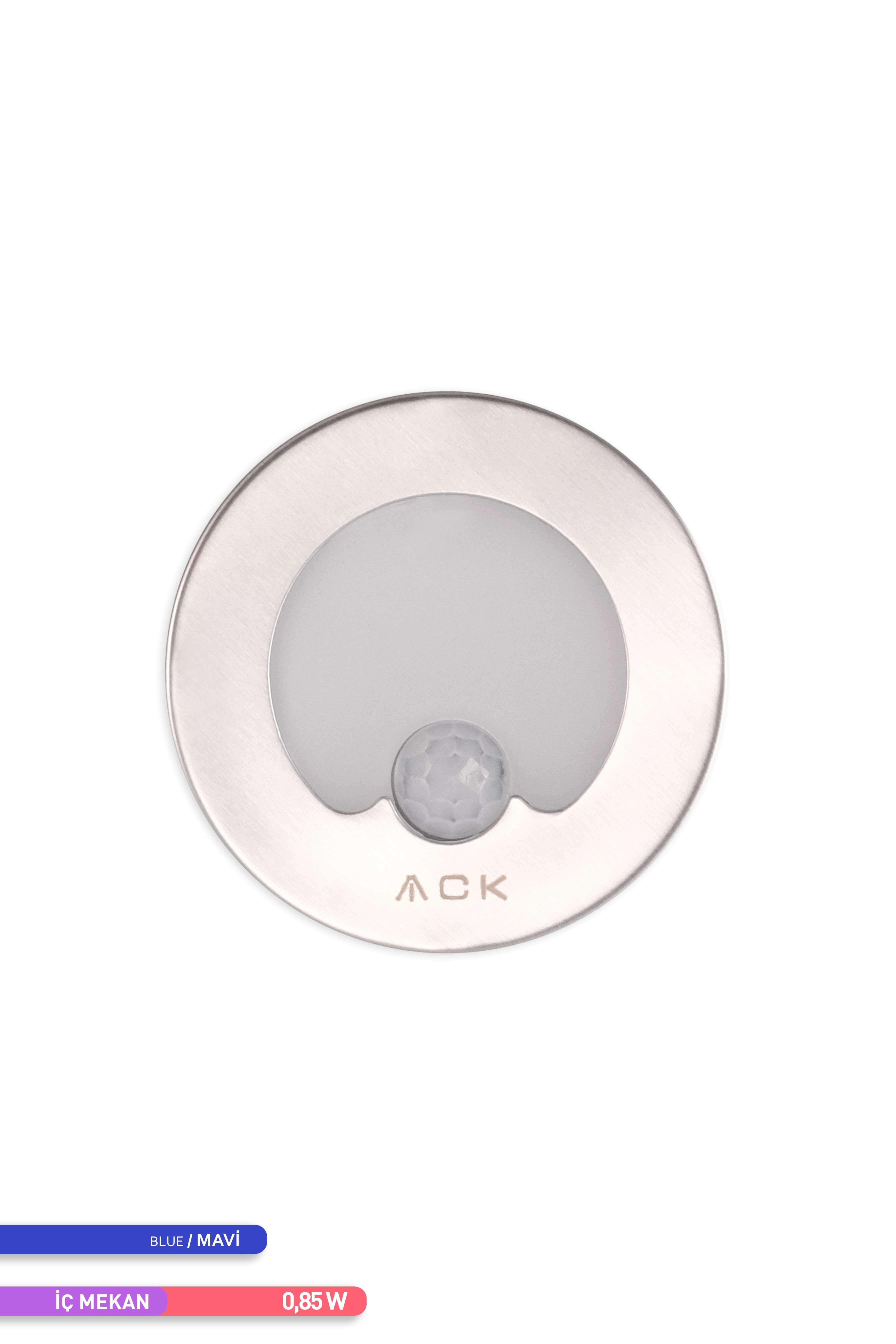 ACK Sensörlü LED Merdiven-Duvar Armatürü Yuvarlak Mavi Işık 1.5W