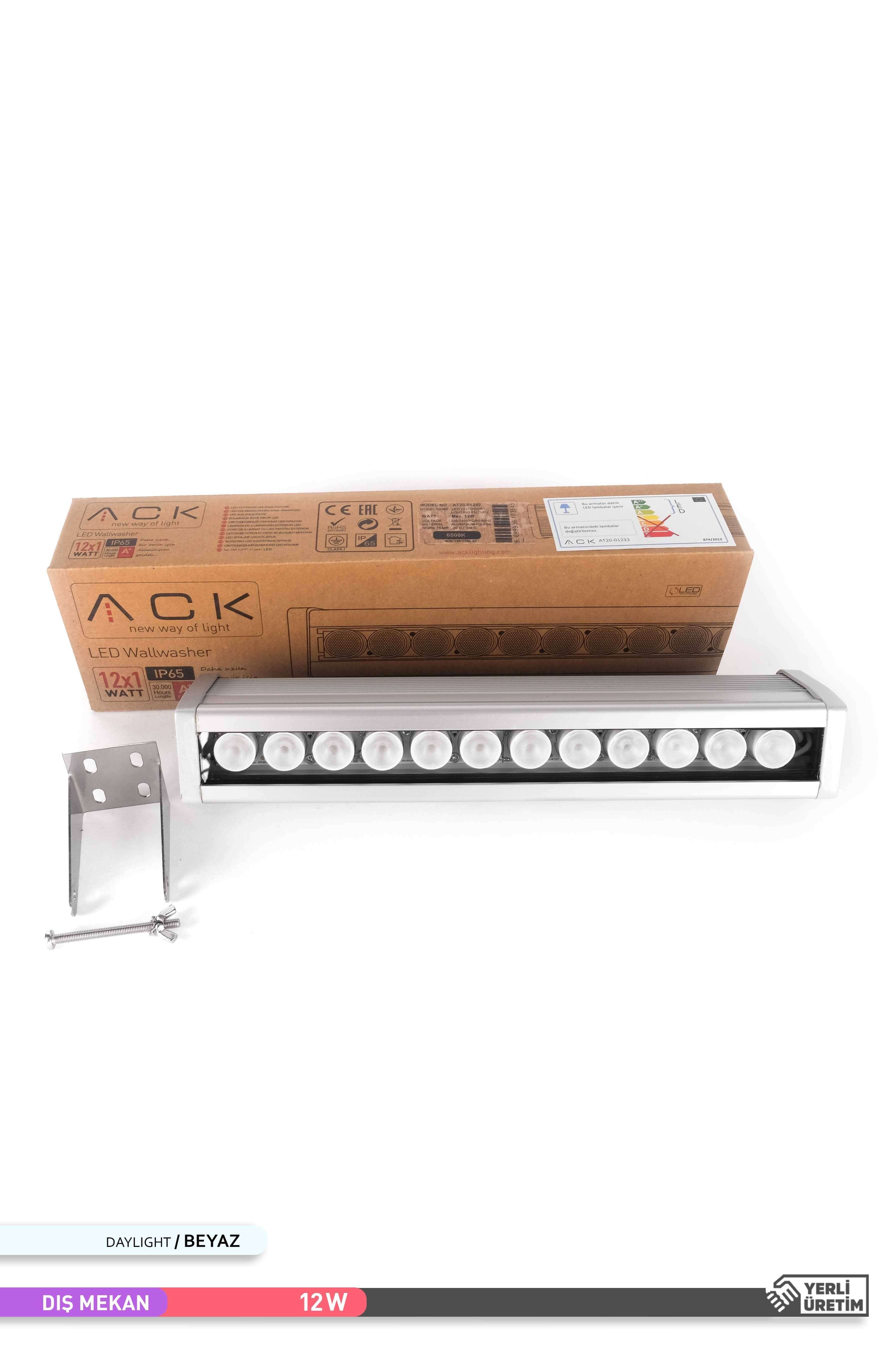 ACK LED Wallwasher 6500K Beyaz Işık 12W 338mm AT20-01233