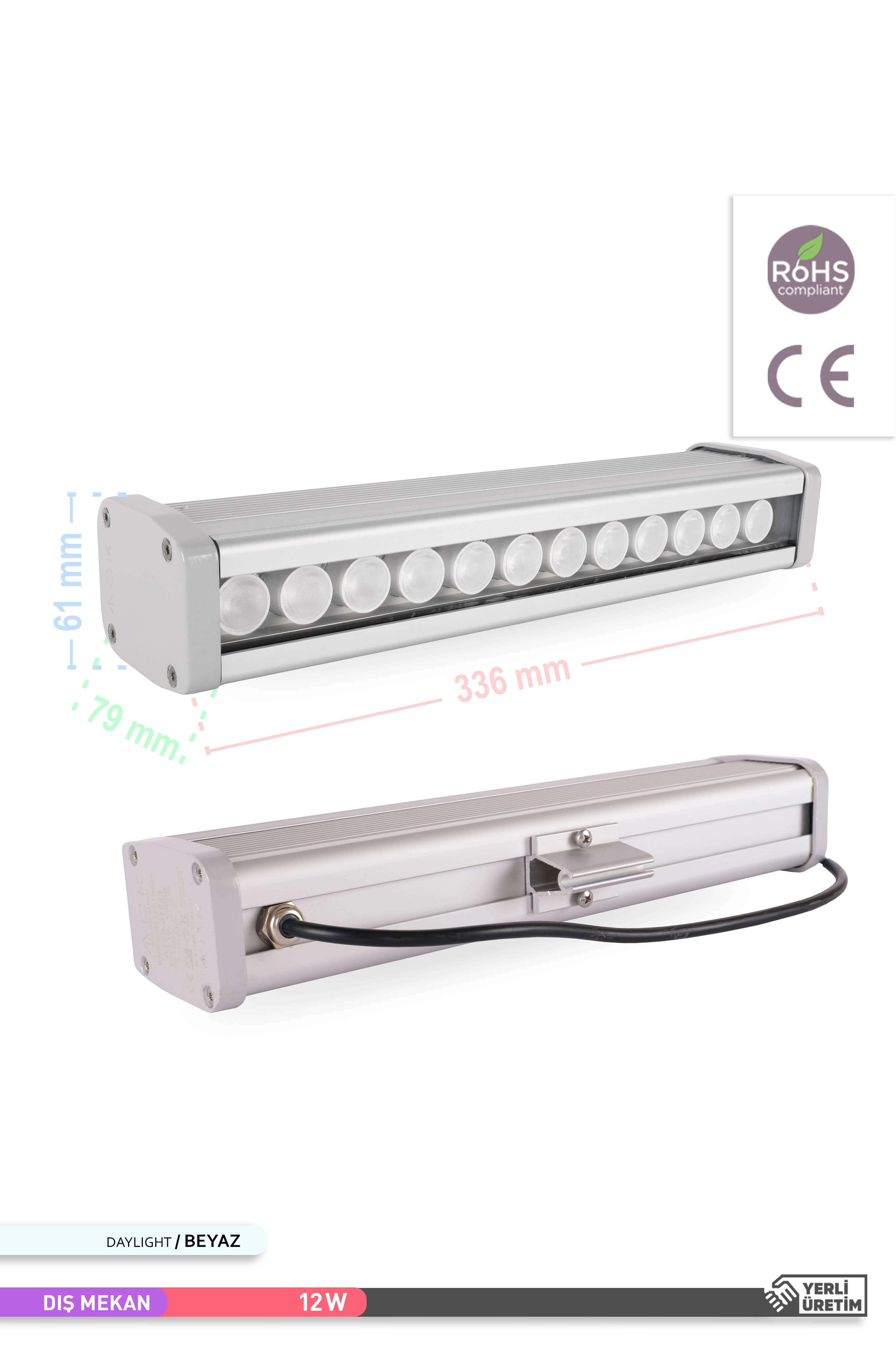 ACK LED Wallwasher 6500K Beyaz Işık 12W 338mm AT20-01233