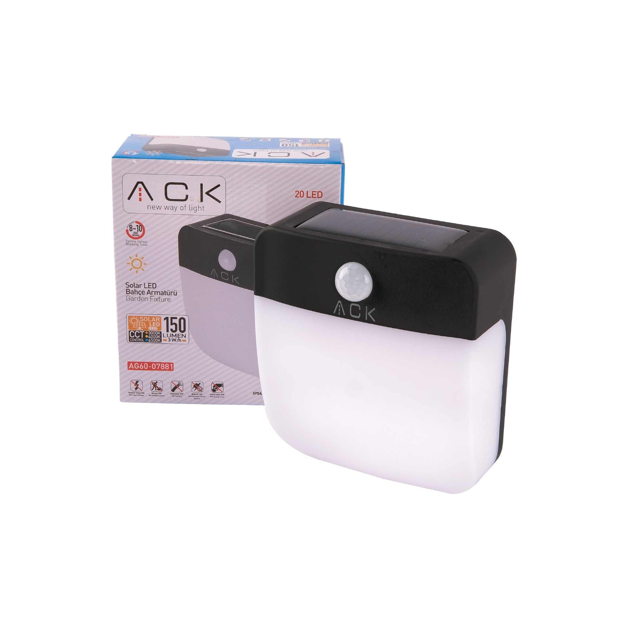 ACK Solar PC LED Bahçe Armatürü - AG60-07881