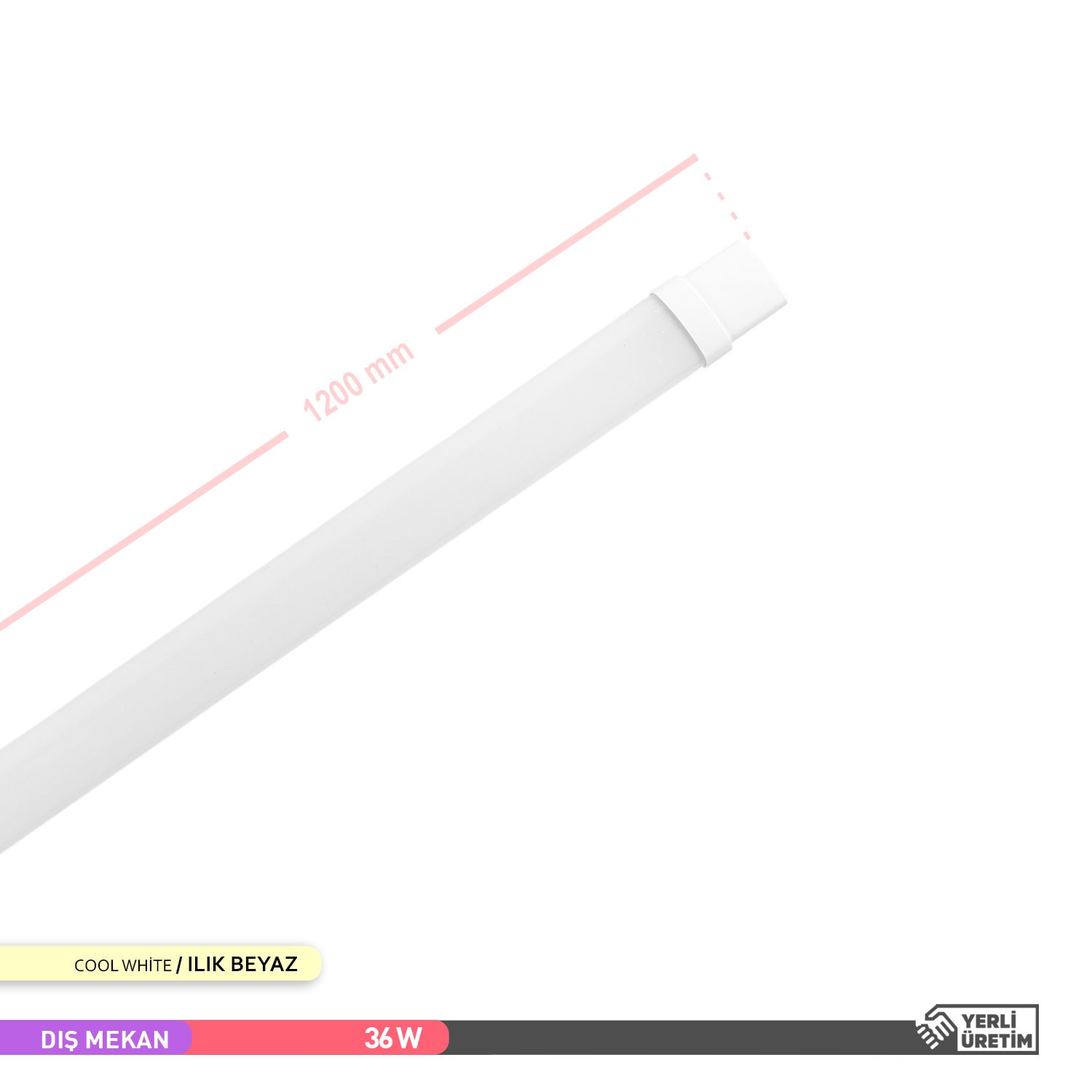 ACK Uranüs LED Bant Etanj Armatür 36W 4000K Ilık Beyaz 120cm IP65 AT02-01210