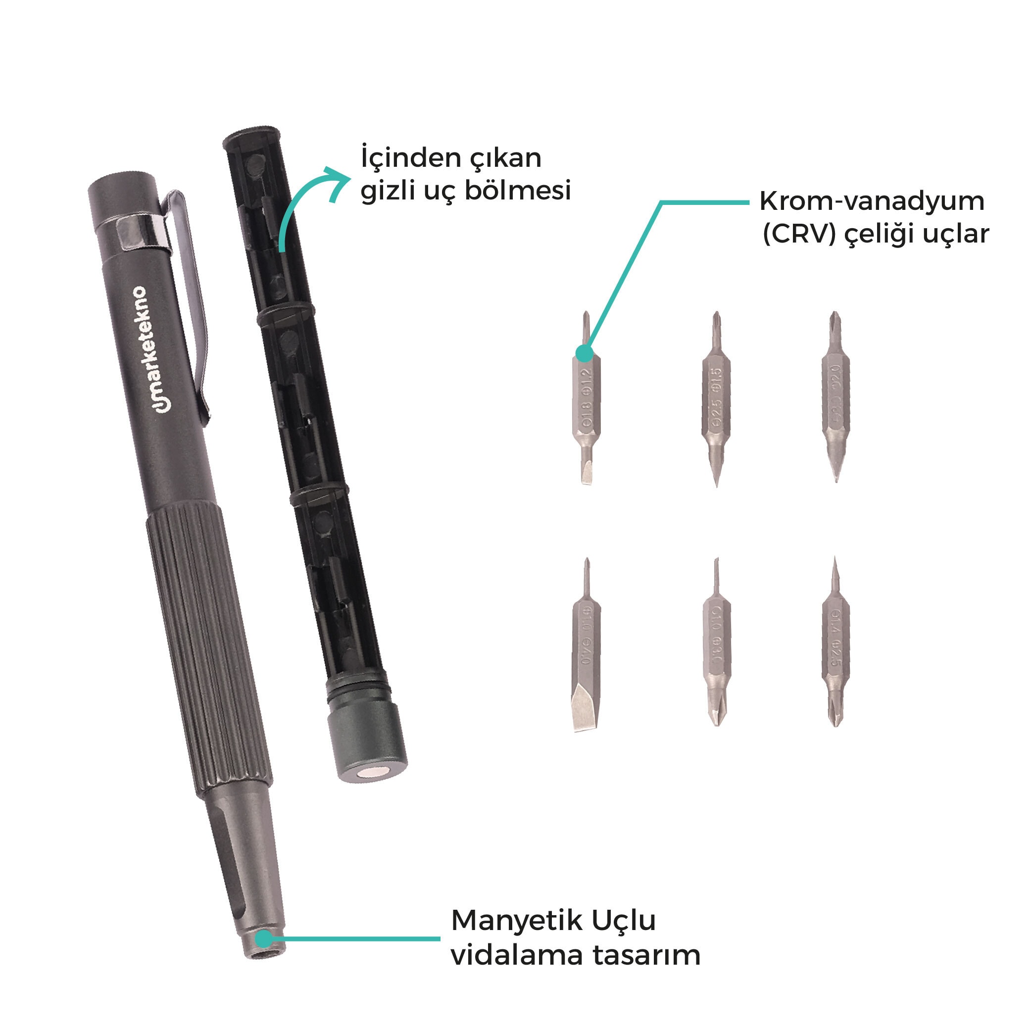 Kalem Tipi Hassas Tornavida 13 Parçalı Pratik Tornavida Seti - Kişiselleştirilebilir
