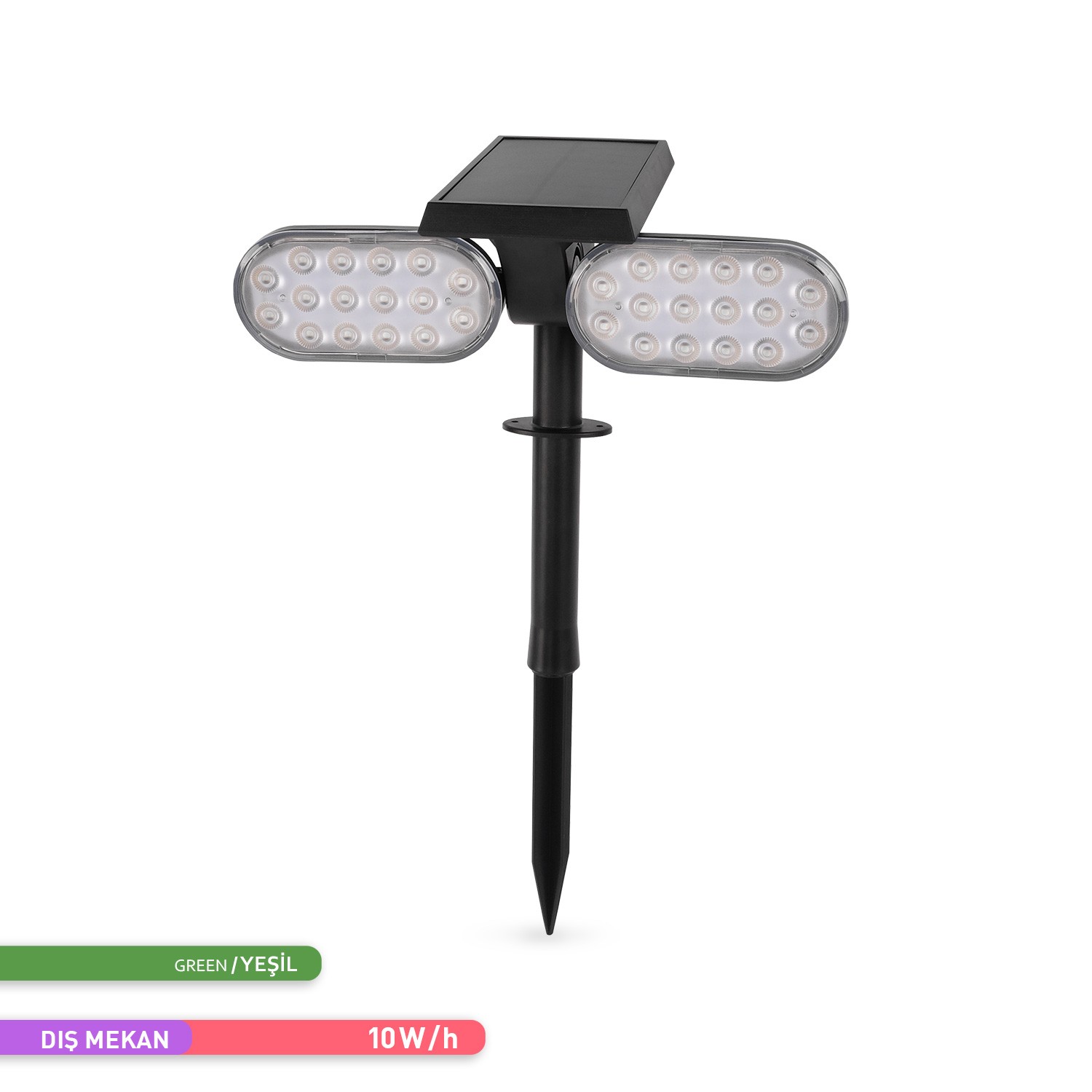 Ack Solar LED Kazıklı Çim Armatürü Güneş Enerjili Bahçe Duvar Aydınlatması Yeşil Renk AG60-02851