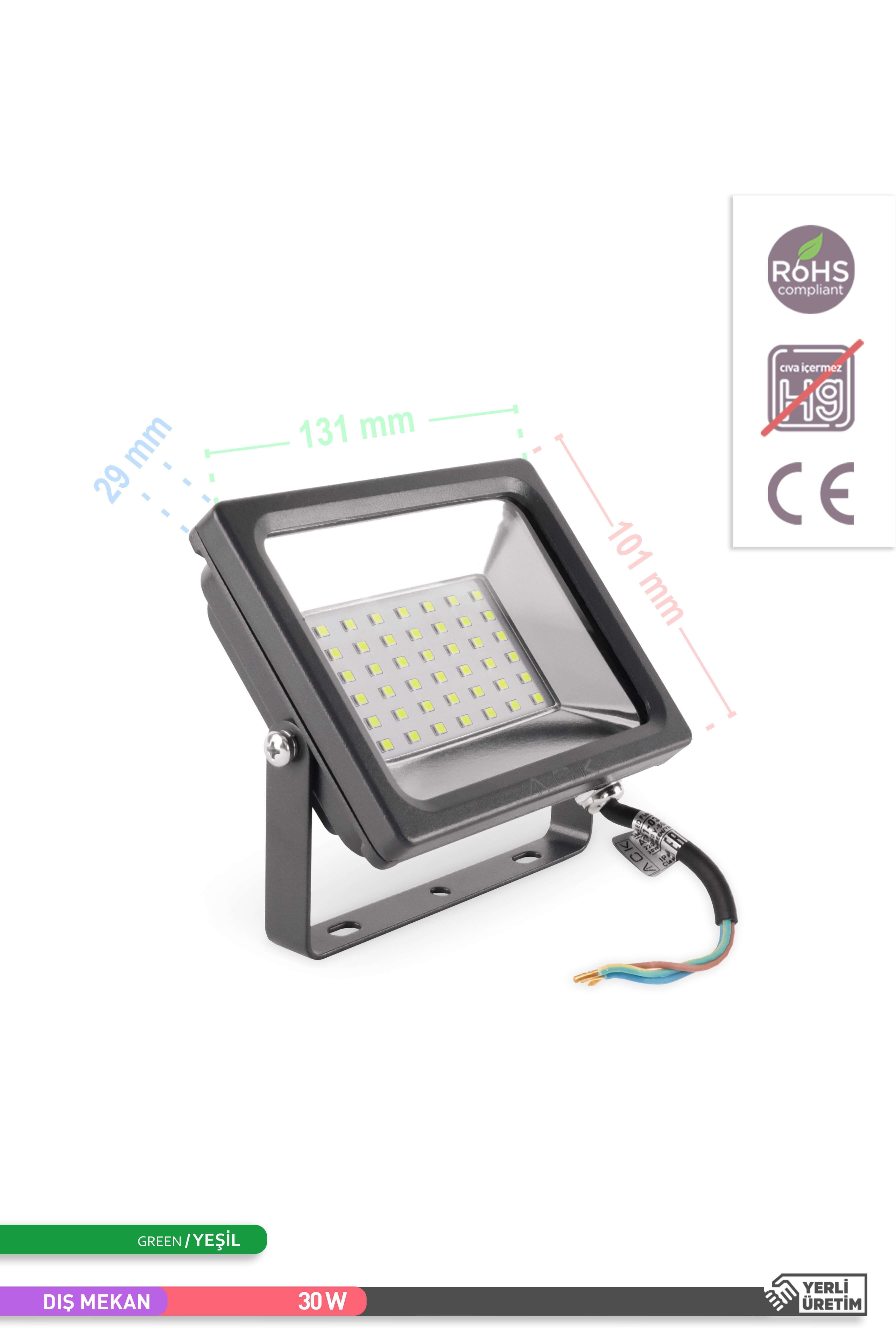 ACK LED Projektör Siyah Kasa Yeşil Işık 220V 30W AT61-03052
