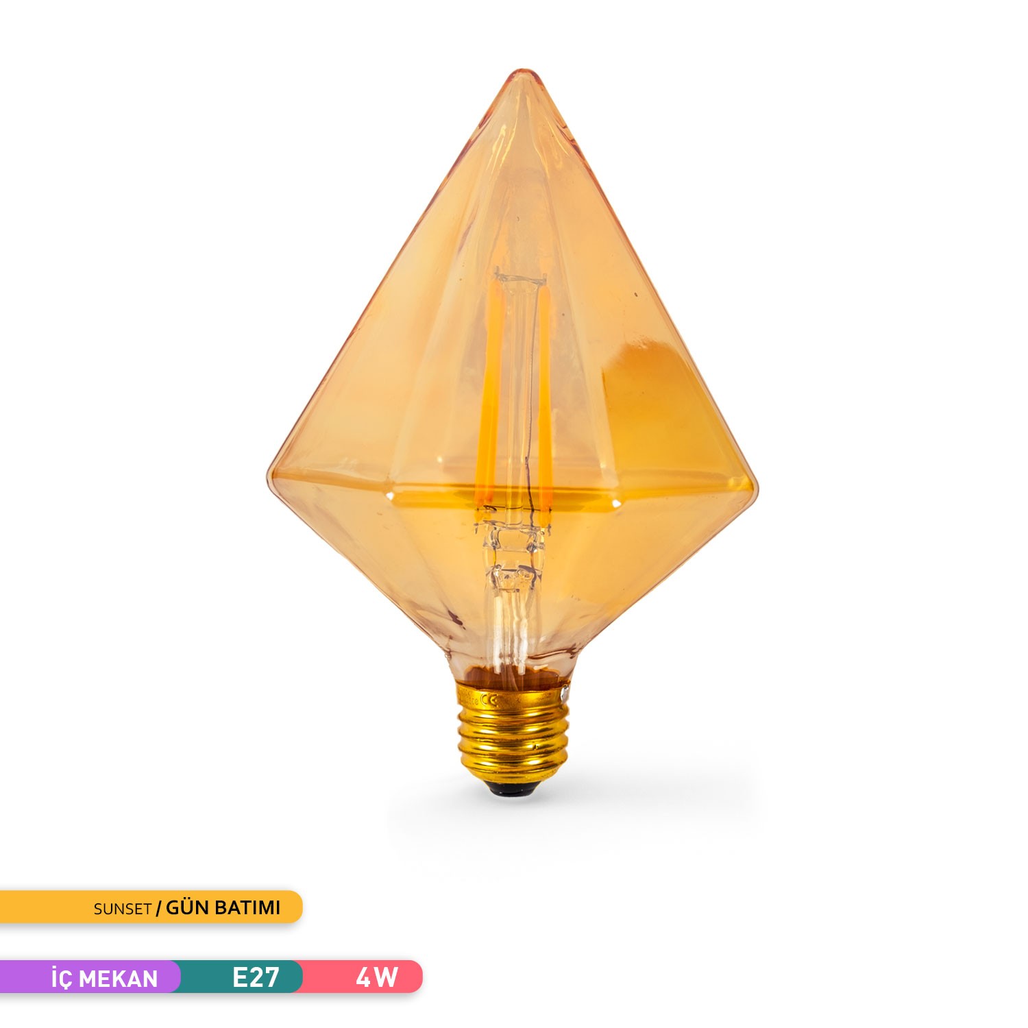ACK Rustik LED Piramit Ampul 2200K Sarı Işık 220V 4W E27