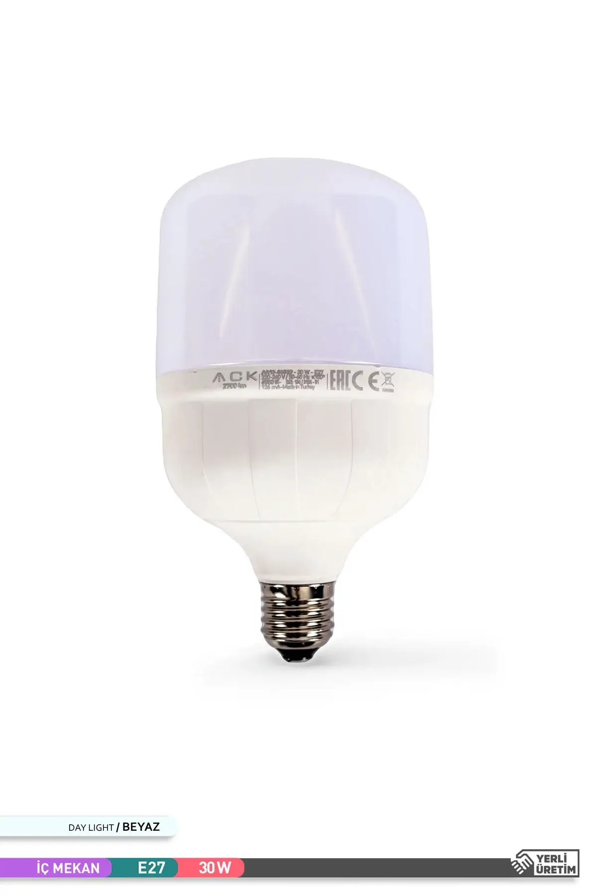 ACK LED T100 Ampul 6500K Beyaz Işık 220V 30W E27