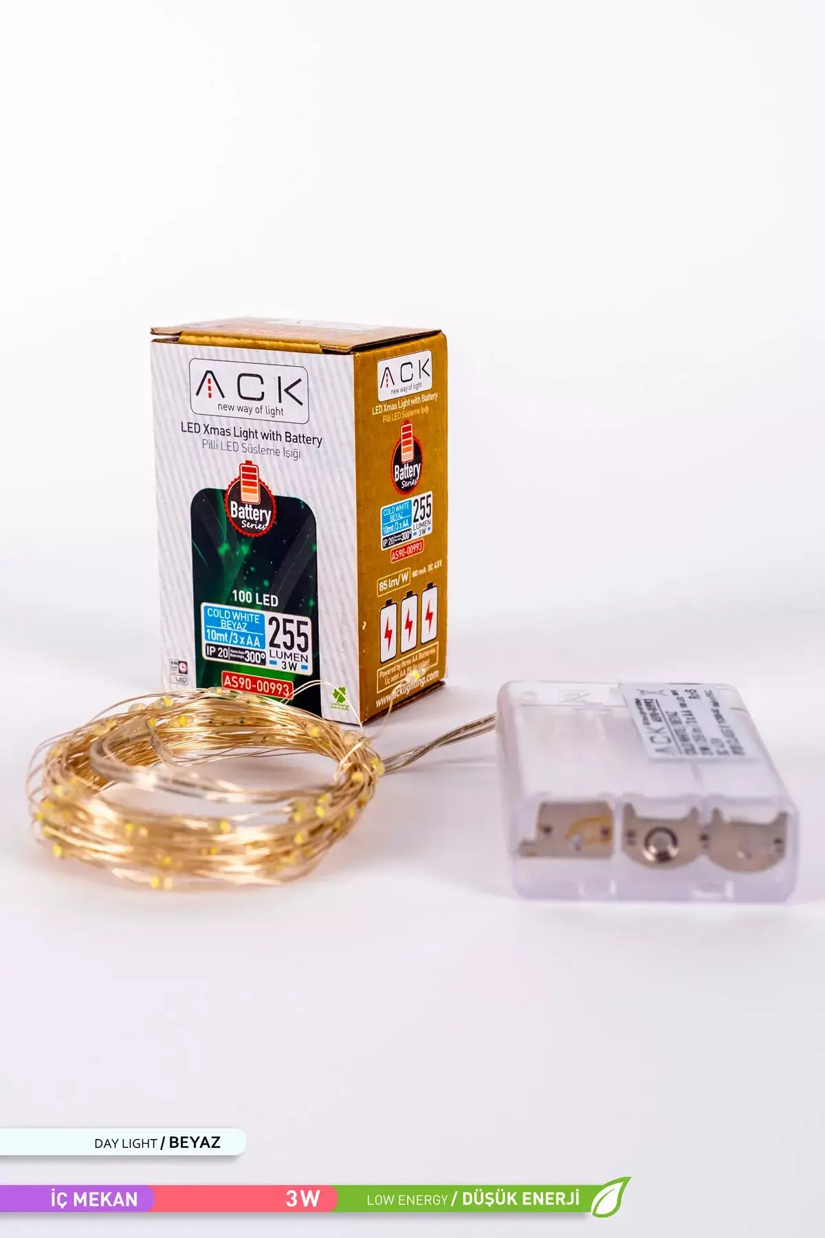 ACK 100 LED li Peri LED Süsleme Işığı 6500K Beyaz Işık 3W 10m AS90-00993