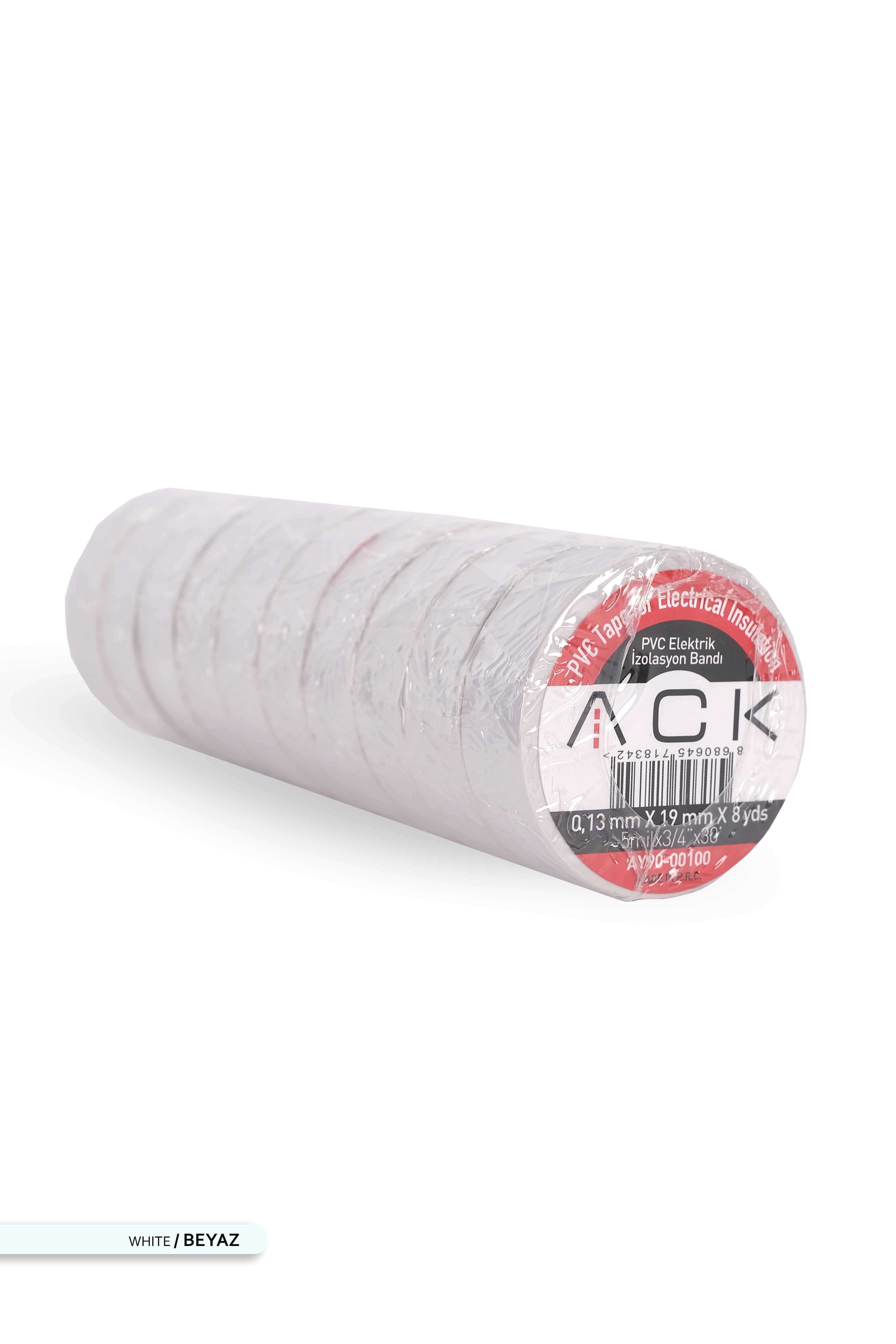 ACK PVC Elektrik İzolasyon Bandı Beyaz 8m