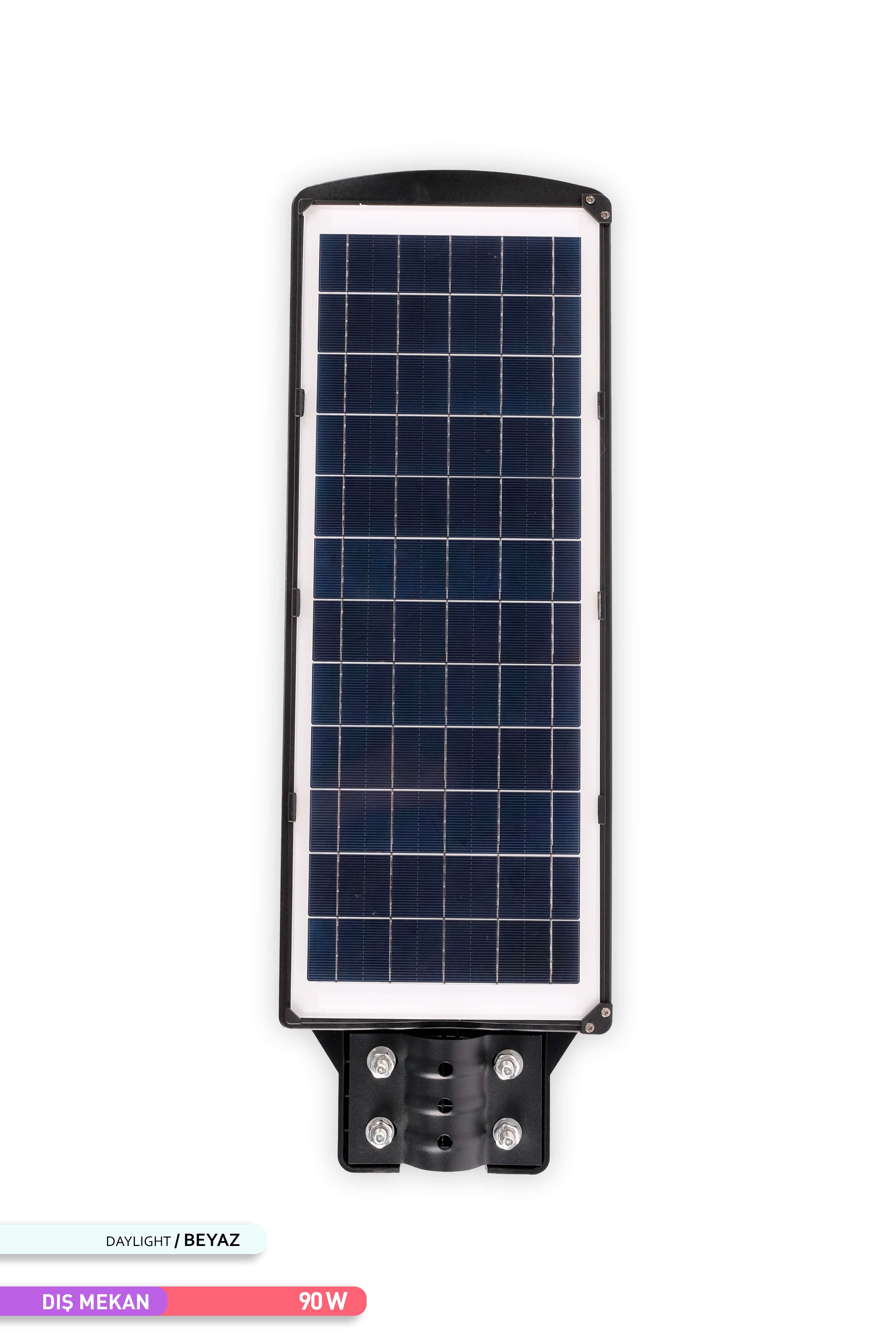 ACK 90W 180 LED Solar Sokak Armatürü Siyah Kasa 6500K Beyaz Işık 3.2V AT42-09031