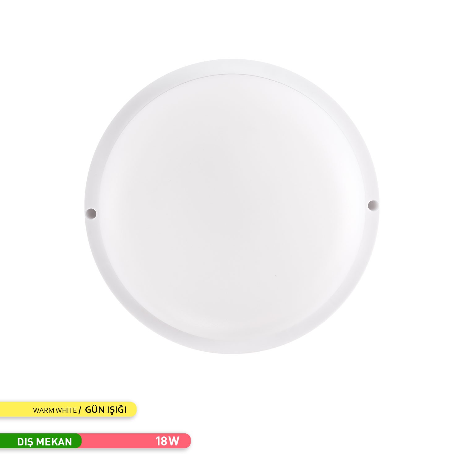 ACK 18W LED Tavan ve Duvar Armatürü 3000K Günışığı Beyaz Kasa AT10-01800