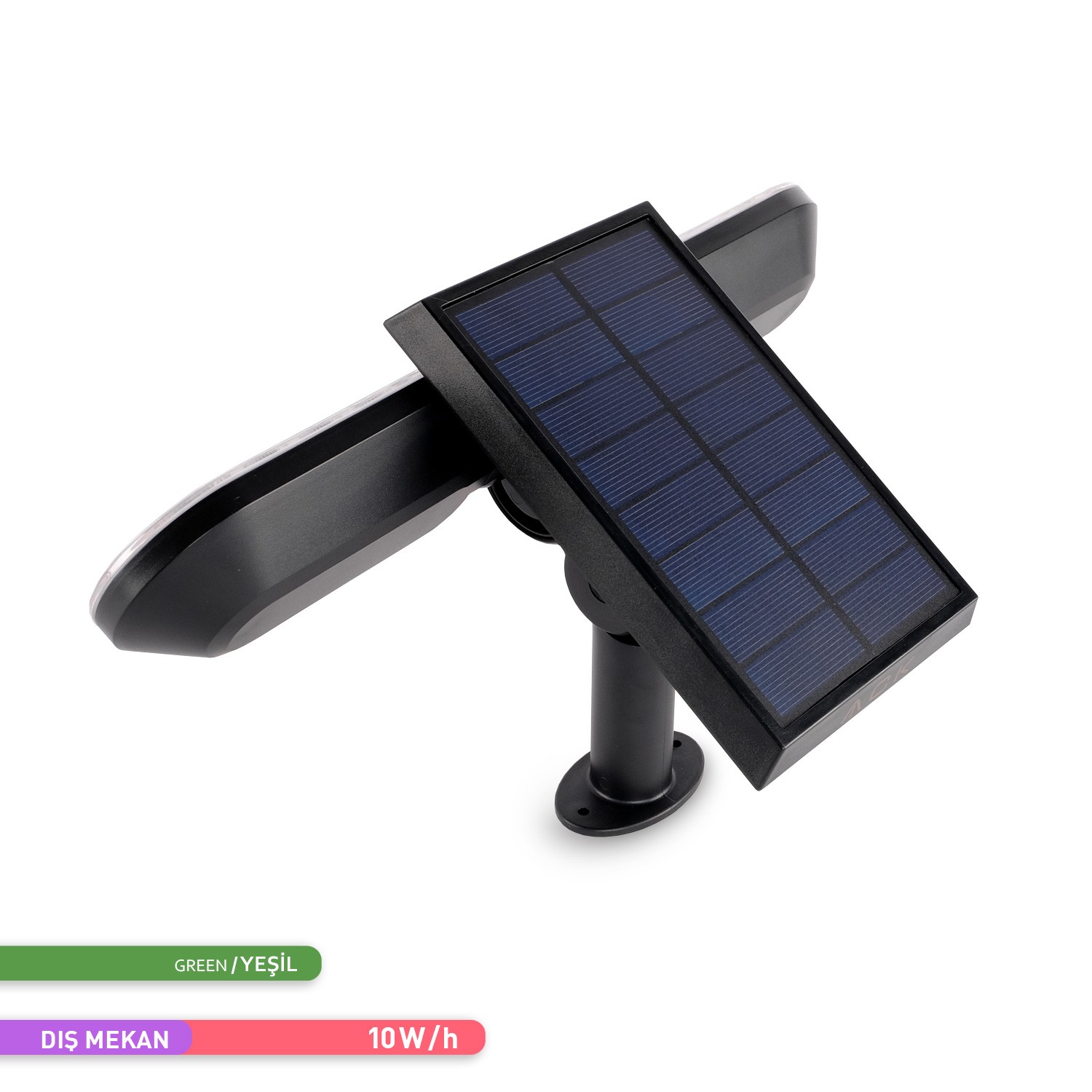 Ack Solar LED Kazıklı Çim Armatürü Güneş Enerjili Bahçe Duvar Aydınlatması Yeşil Renk AG60-02851