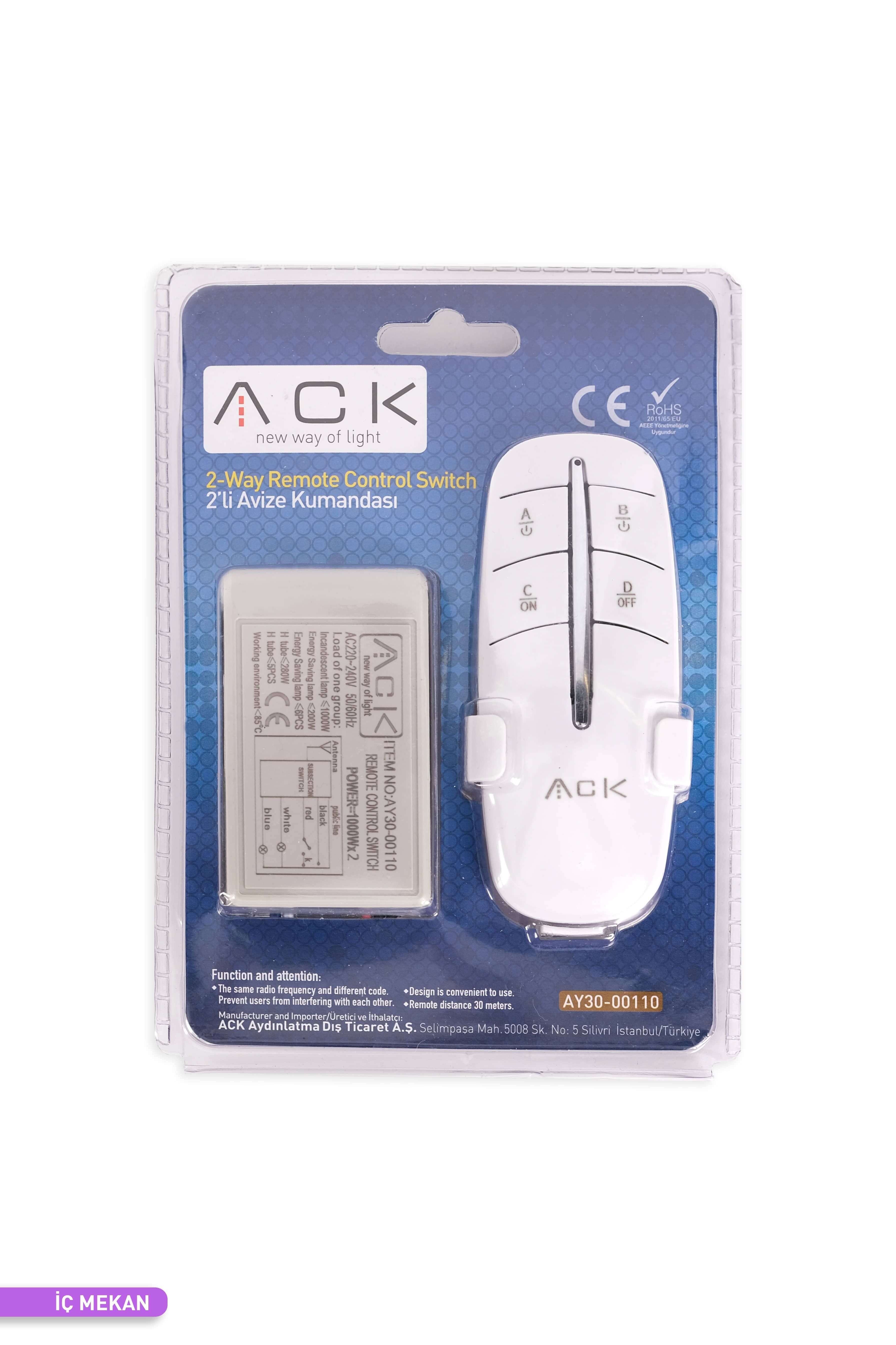 ACK 2 li Avize Kumandası 220V 200W-1000W AY30-00110