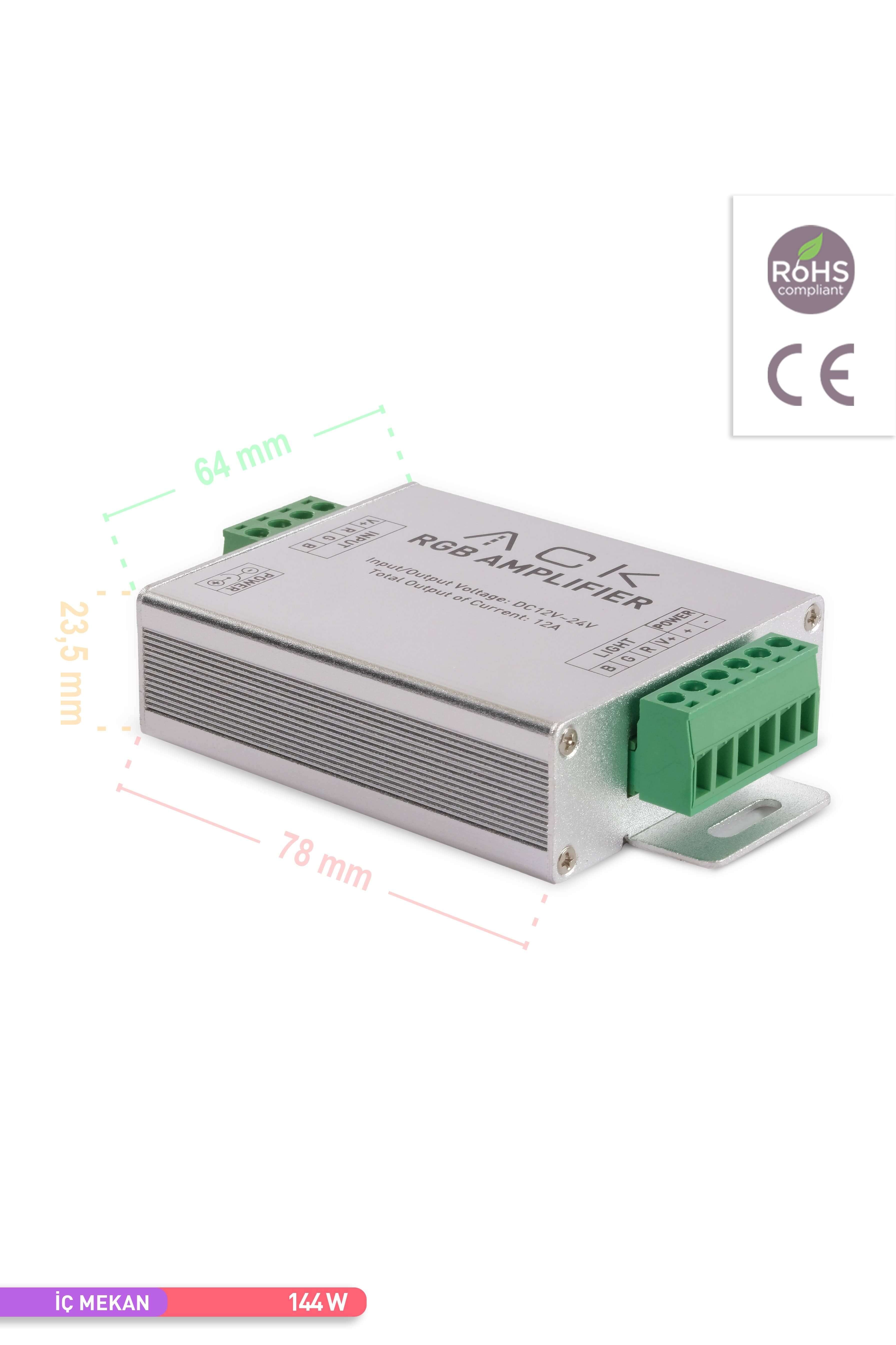 ACK RGB Sinyal Güçlendirici 12V 144W AY30-01010