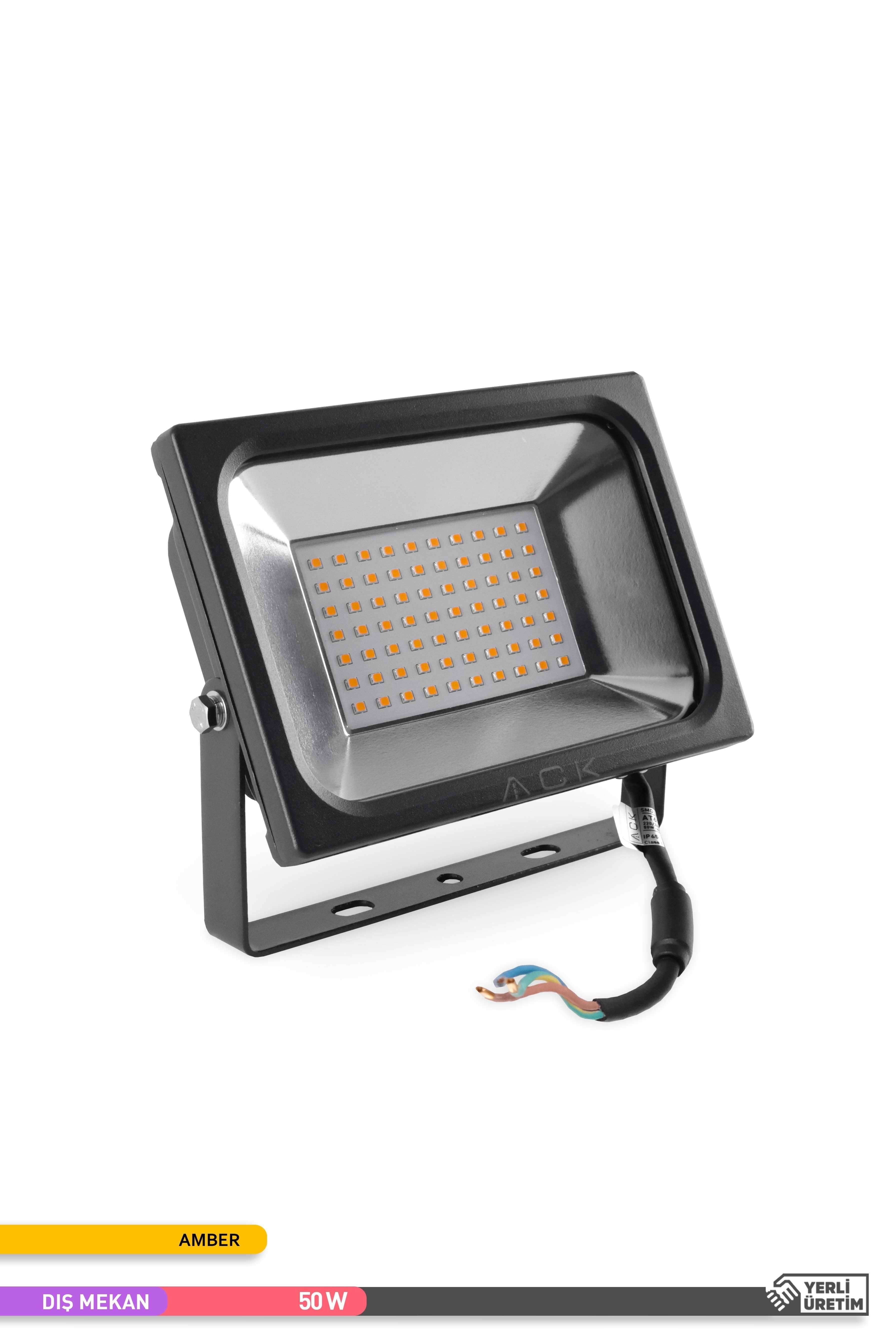 ACK LED Projektör Siyah Kasa Amber Işık 220V 50W AT61-05082