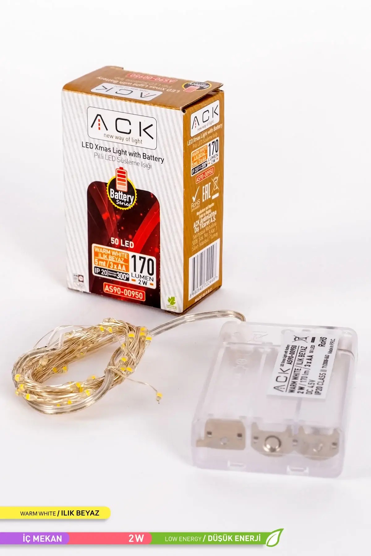 ACK 50 LED li Peri LED Süsleme Işığı 3000K Gün Işığı 2W 5m AS90-00950