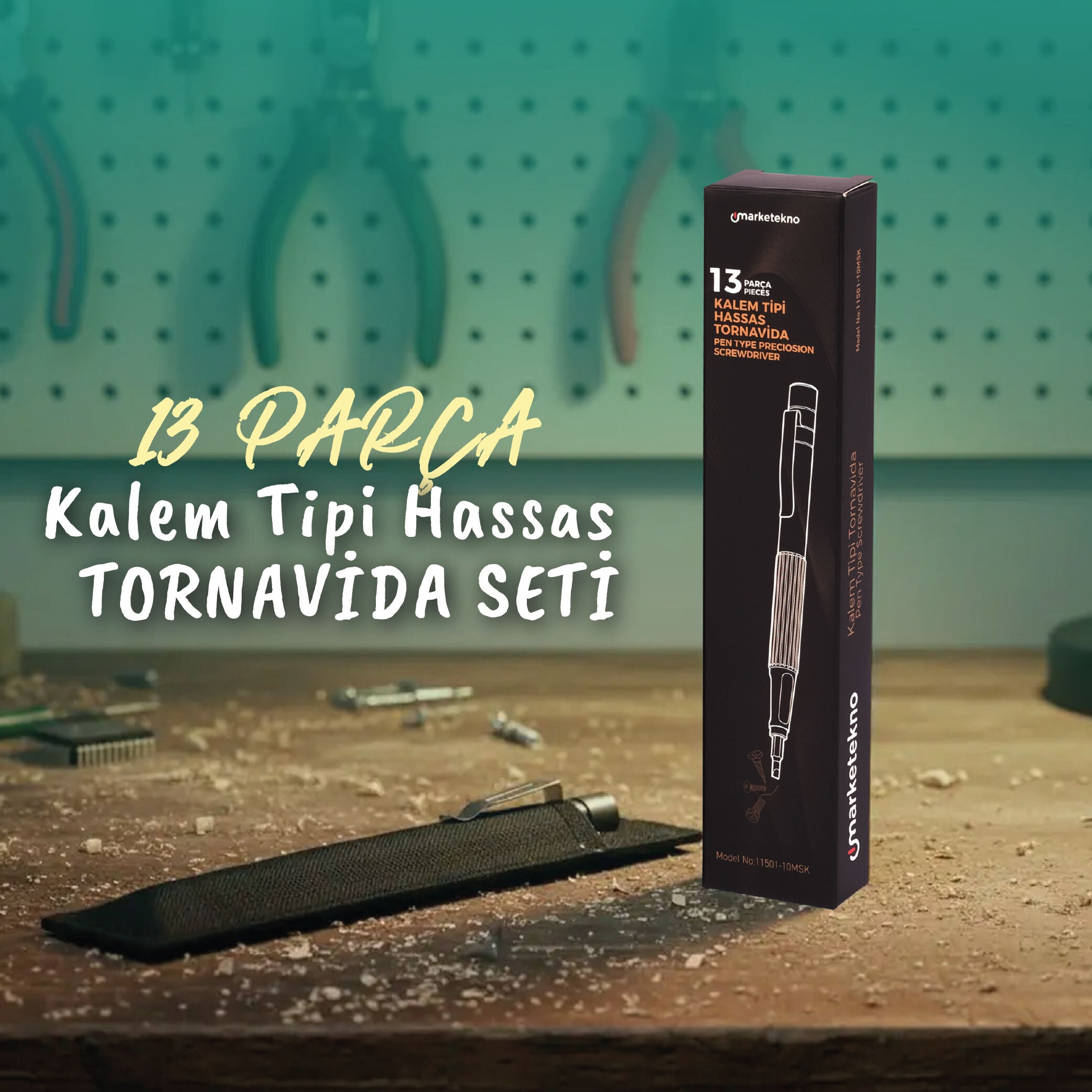 Kalem Tipi Hassas Tornavida 13 Parçalı Pratik Tornavida Seti - Kişiselleştirilebilir