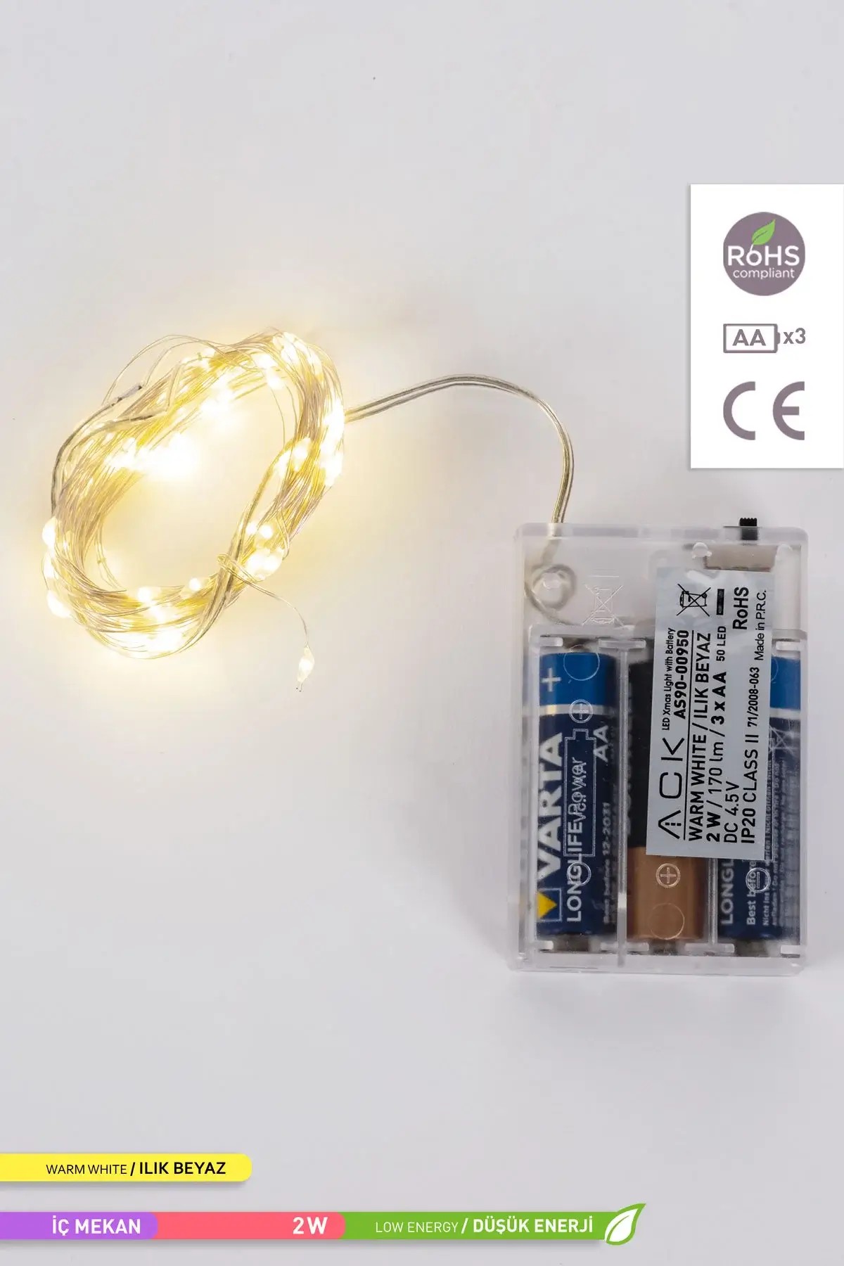 ACK 50 LED li Peri LED Süsleme Işığı 3000K Gün Işığı 2W 5m AS90-00950