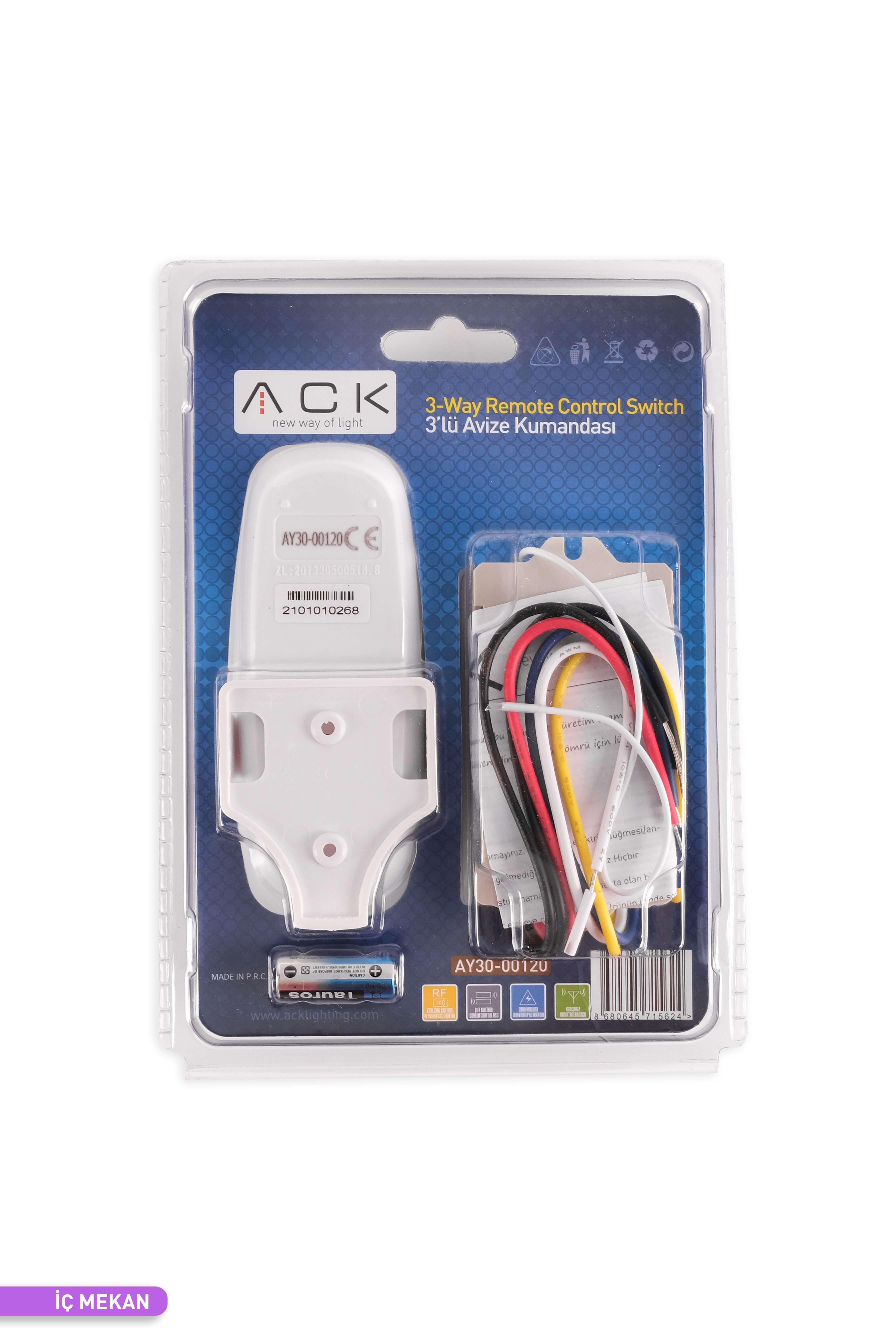 ACK 3 lü Avize Kumandası 220V 200W-1000W AY30-00120