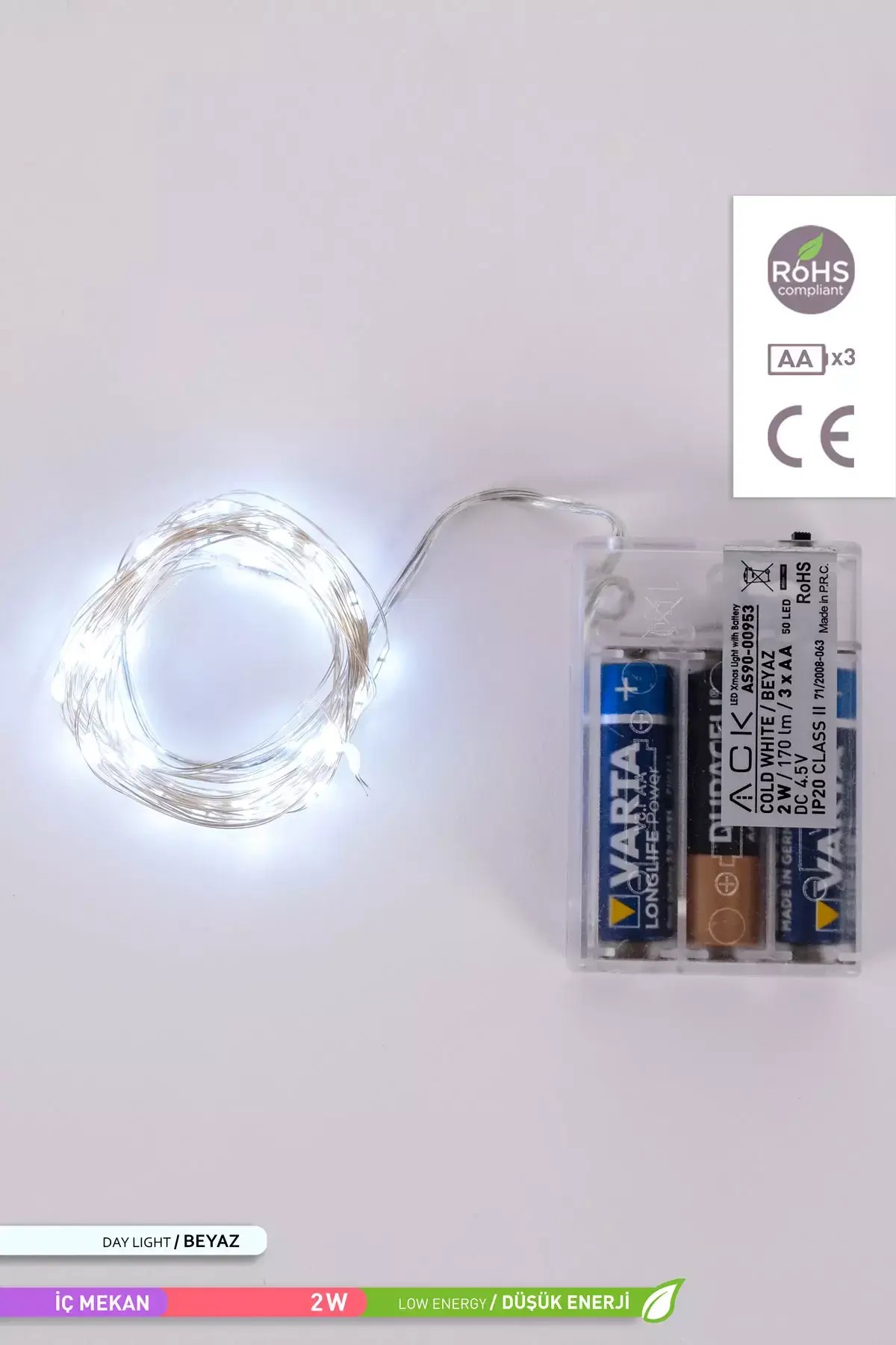 ACK 50 LED li Peri LED Süsleme Işığı 6500K Beyaz Işık 2W 5m AS90-00953