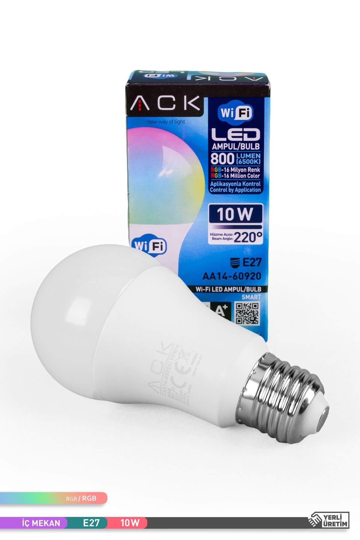 ACK Wi-Fi LED Ampul 220V 10W E27 AA14-60920