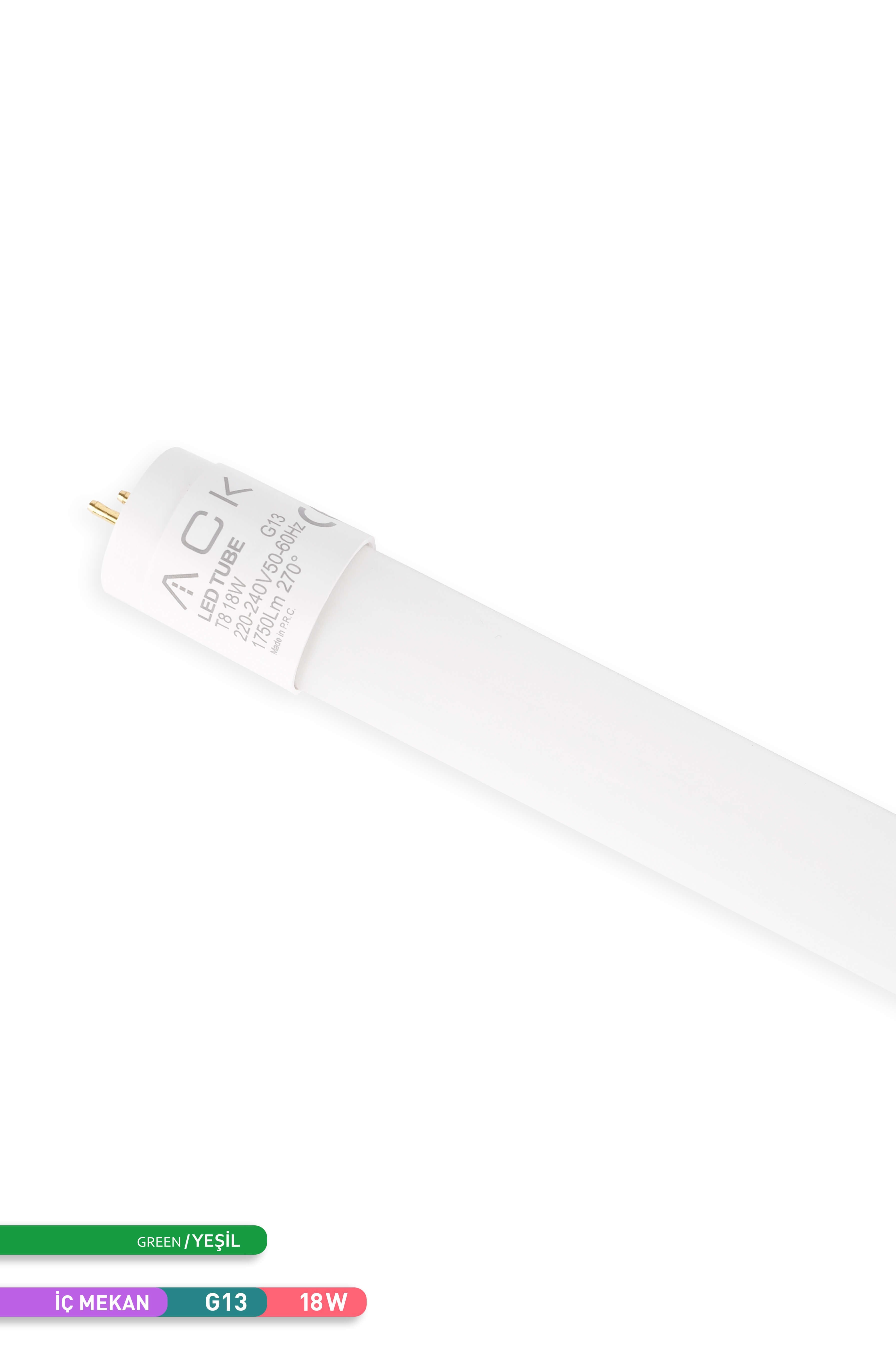 ACK 18W LED Tüp Floresan Ampul Yeşil G13 AA52-01285