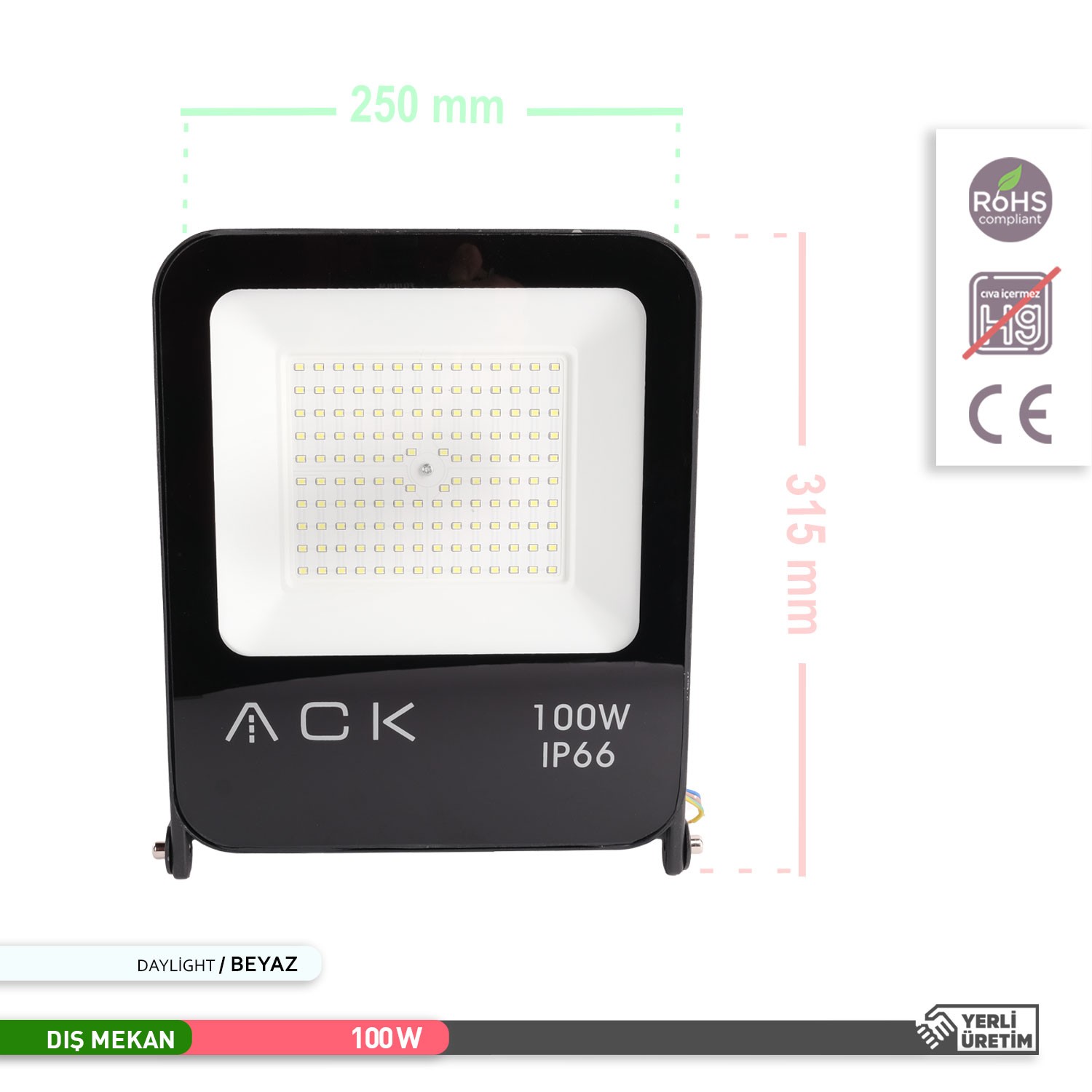 ACK 100W SMD LED Projektör 6500K IP66 AT62-19132