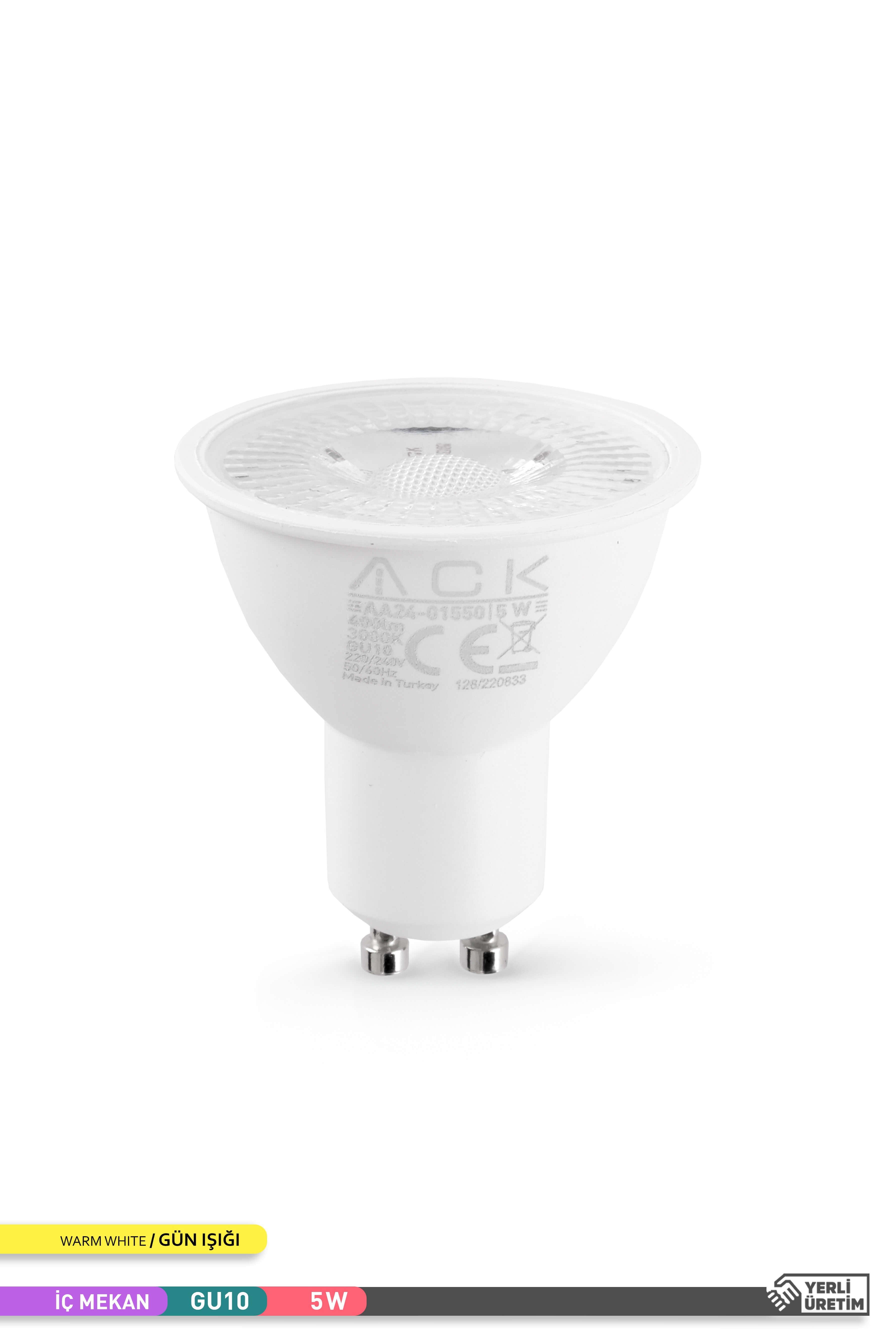 ACK 5W Reflektörlü LED Ampul 3000K Gün Işığı GU10