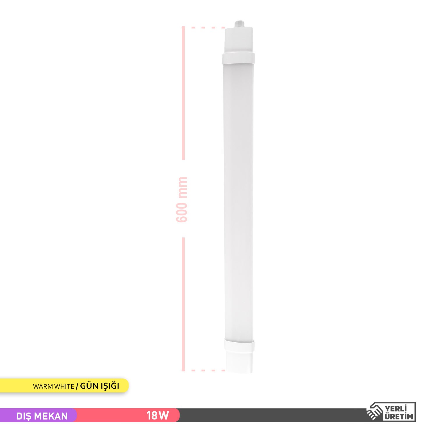 ACK Uranüs LED Bant Etanj Armatür 18W 3000K Günışığı 60cm IP65 AT02-00600