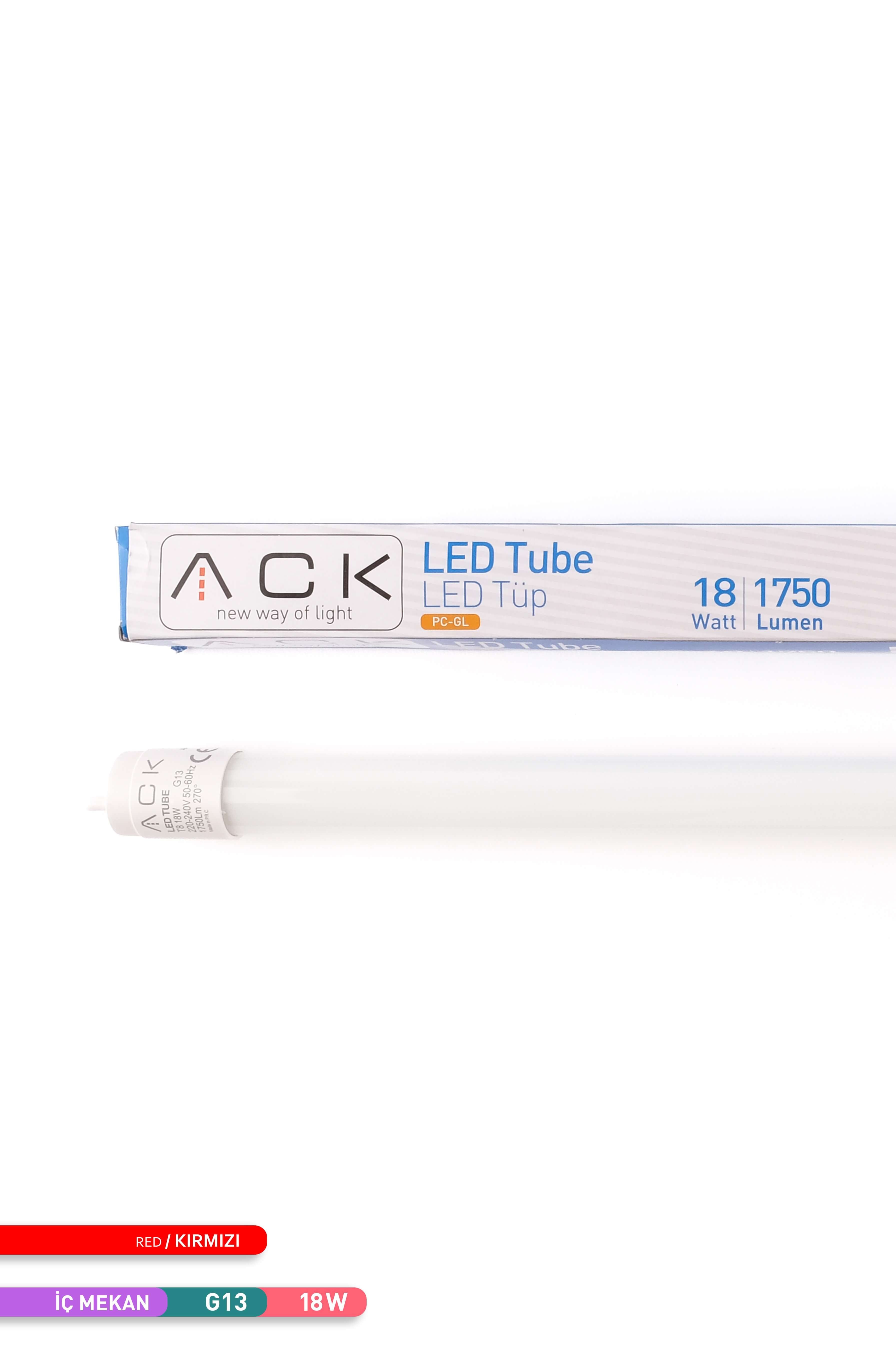 ACK 18W LED Tüp Floresan Ampul Kırmızı G13 AA52-01284
